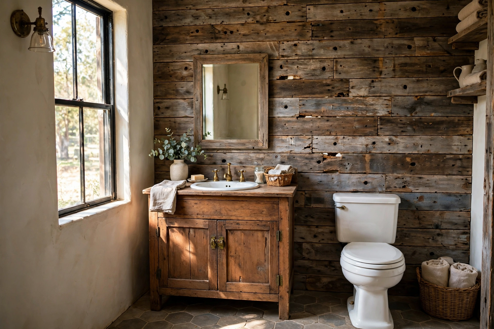 Frame the space with a reclaimed wood accent wall