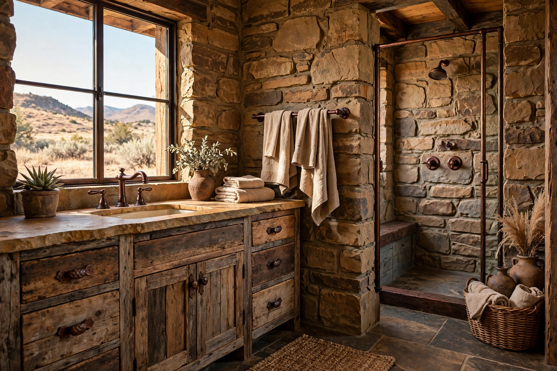 Choose oil-rubbed bronze fixtures throughout