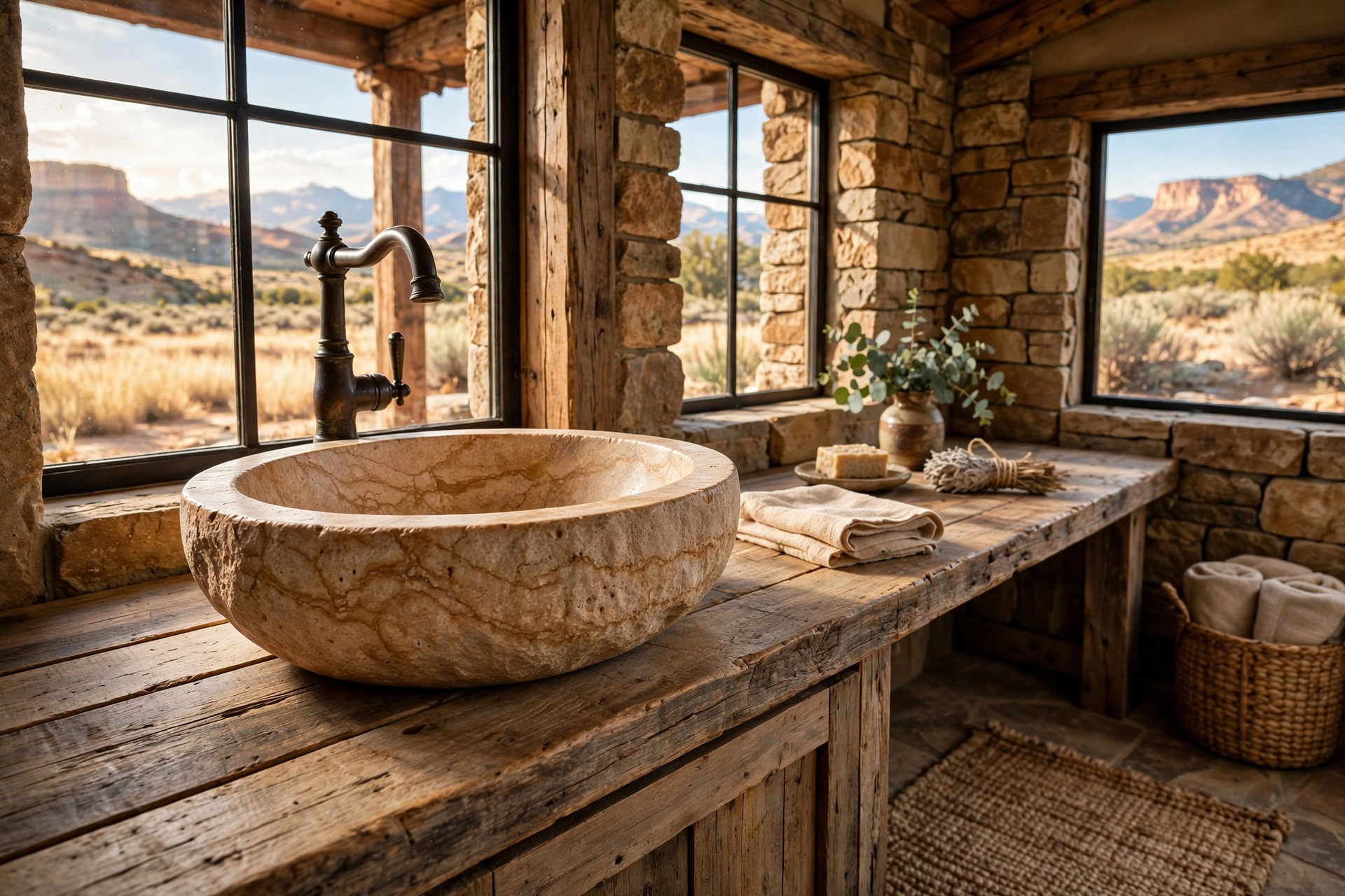 Use a stone vessel sink