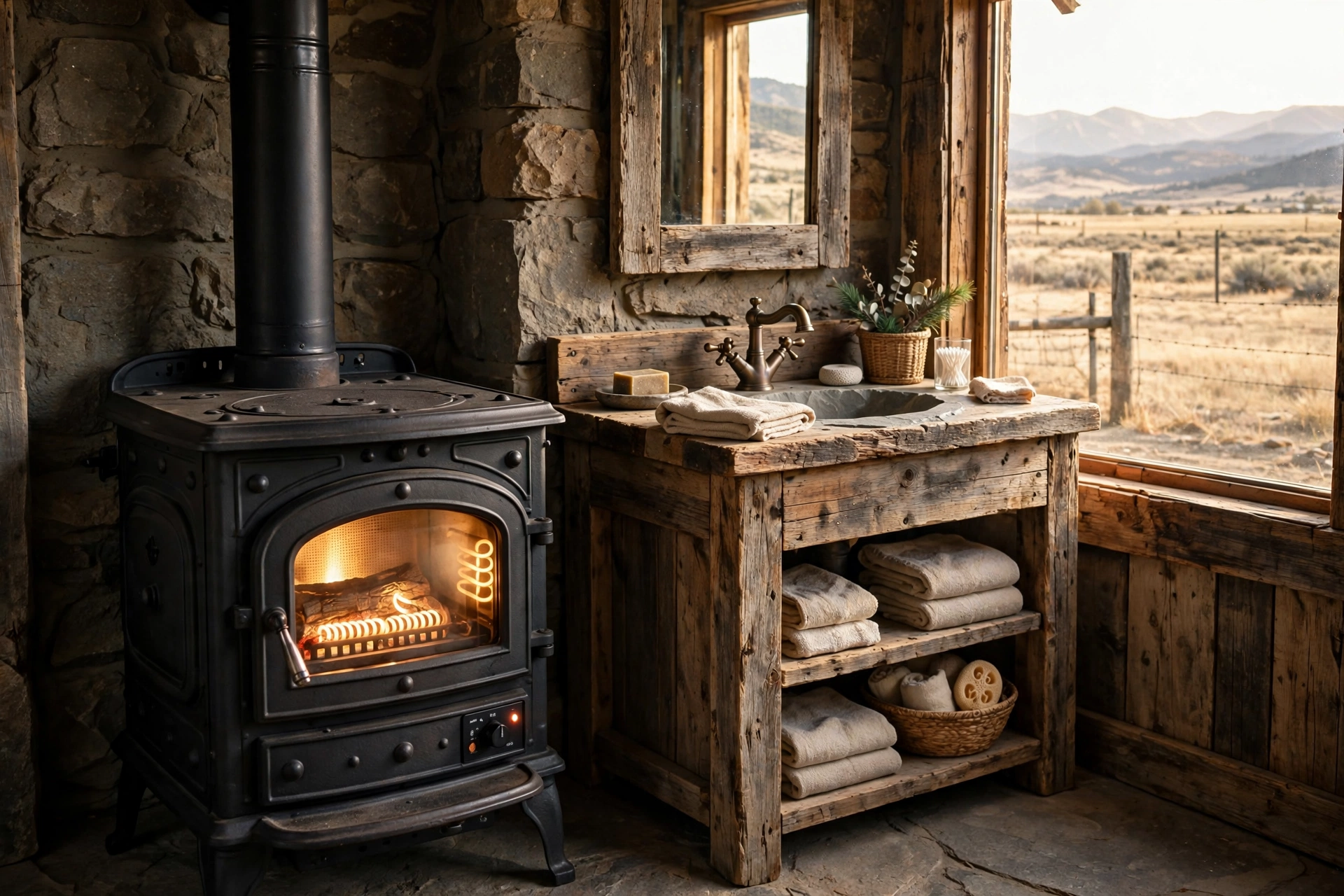 Warm it up with a wood-burning-look electric stove