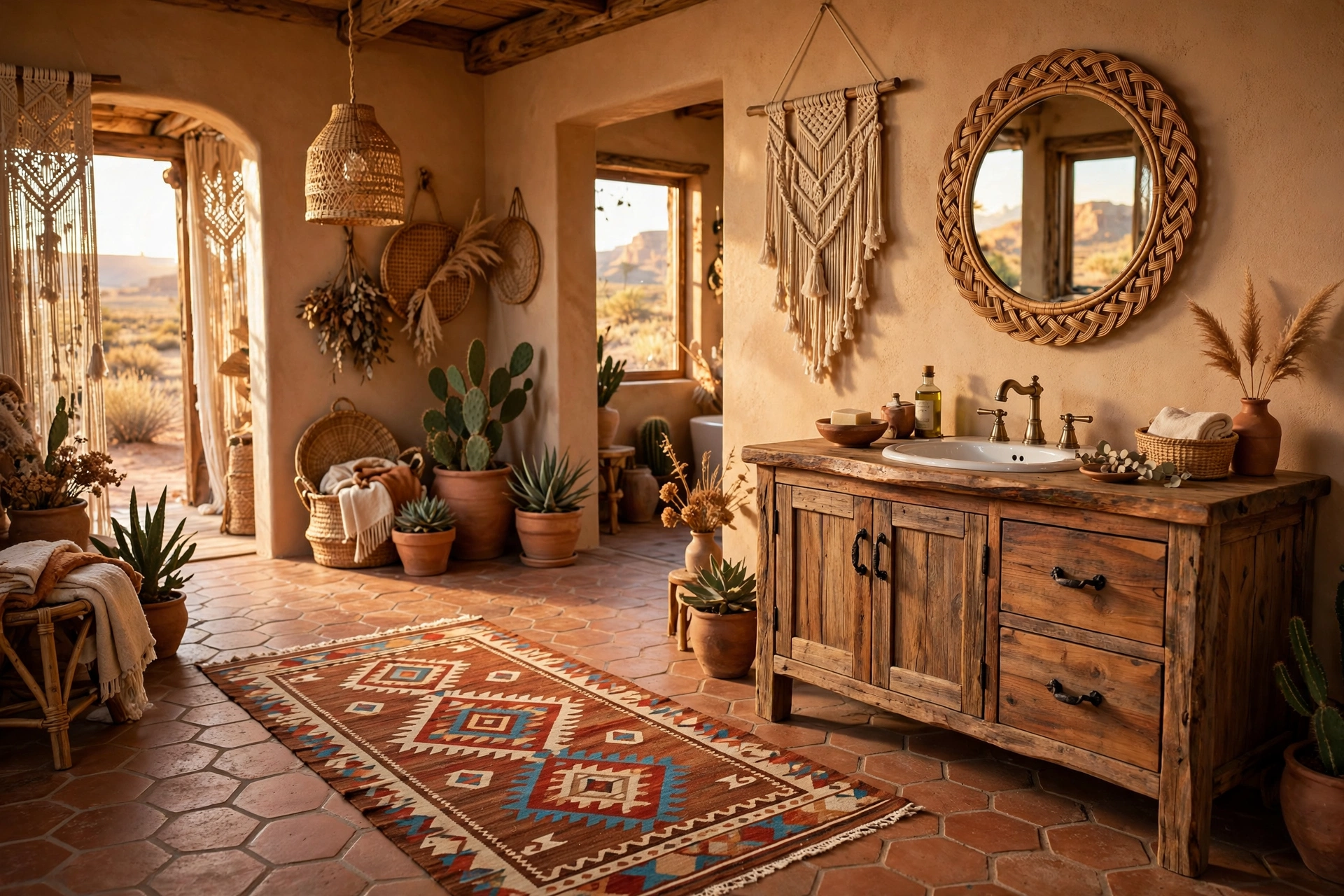 Add a kilim or southwestern runner
