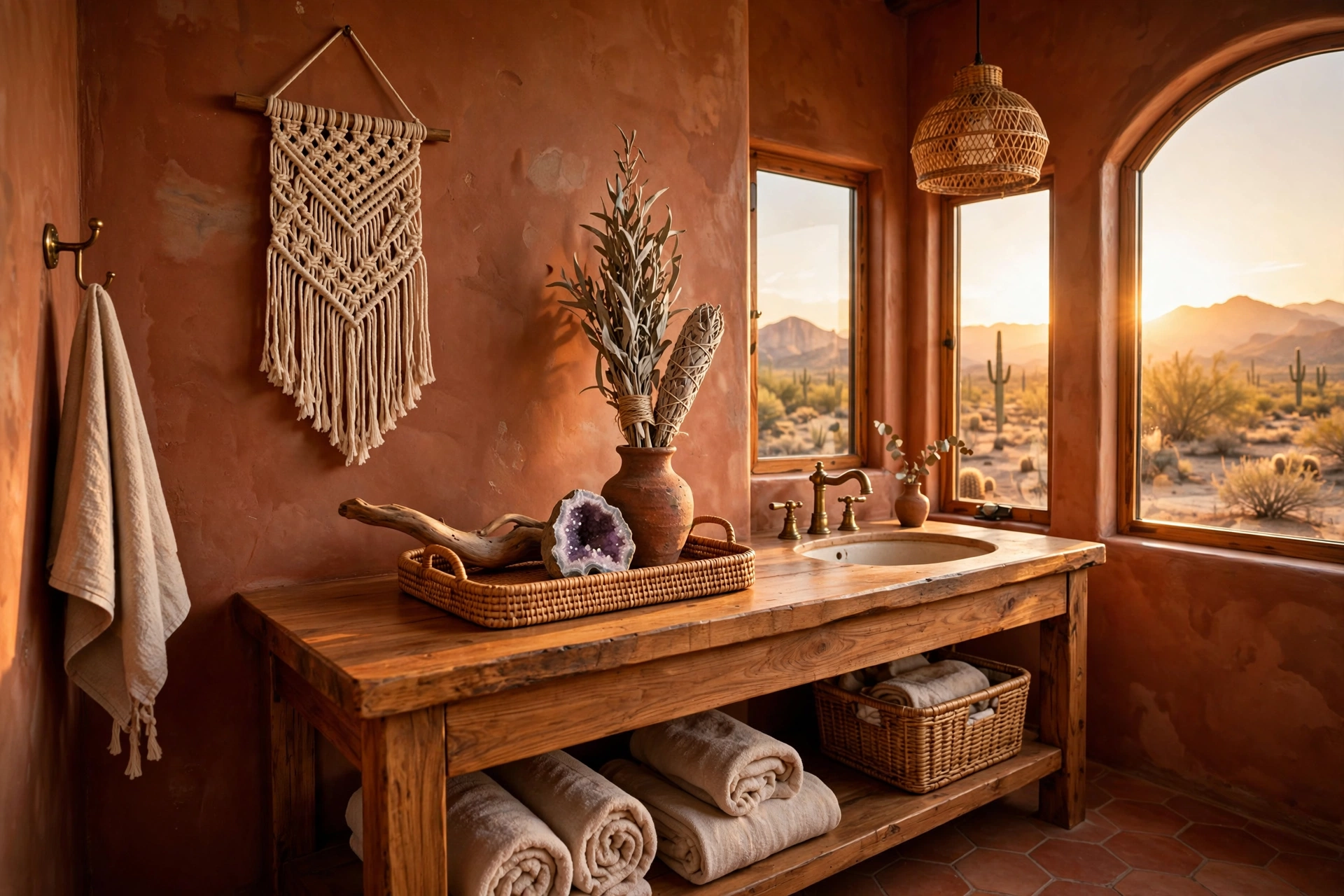 Style the vanity with desert-found objects