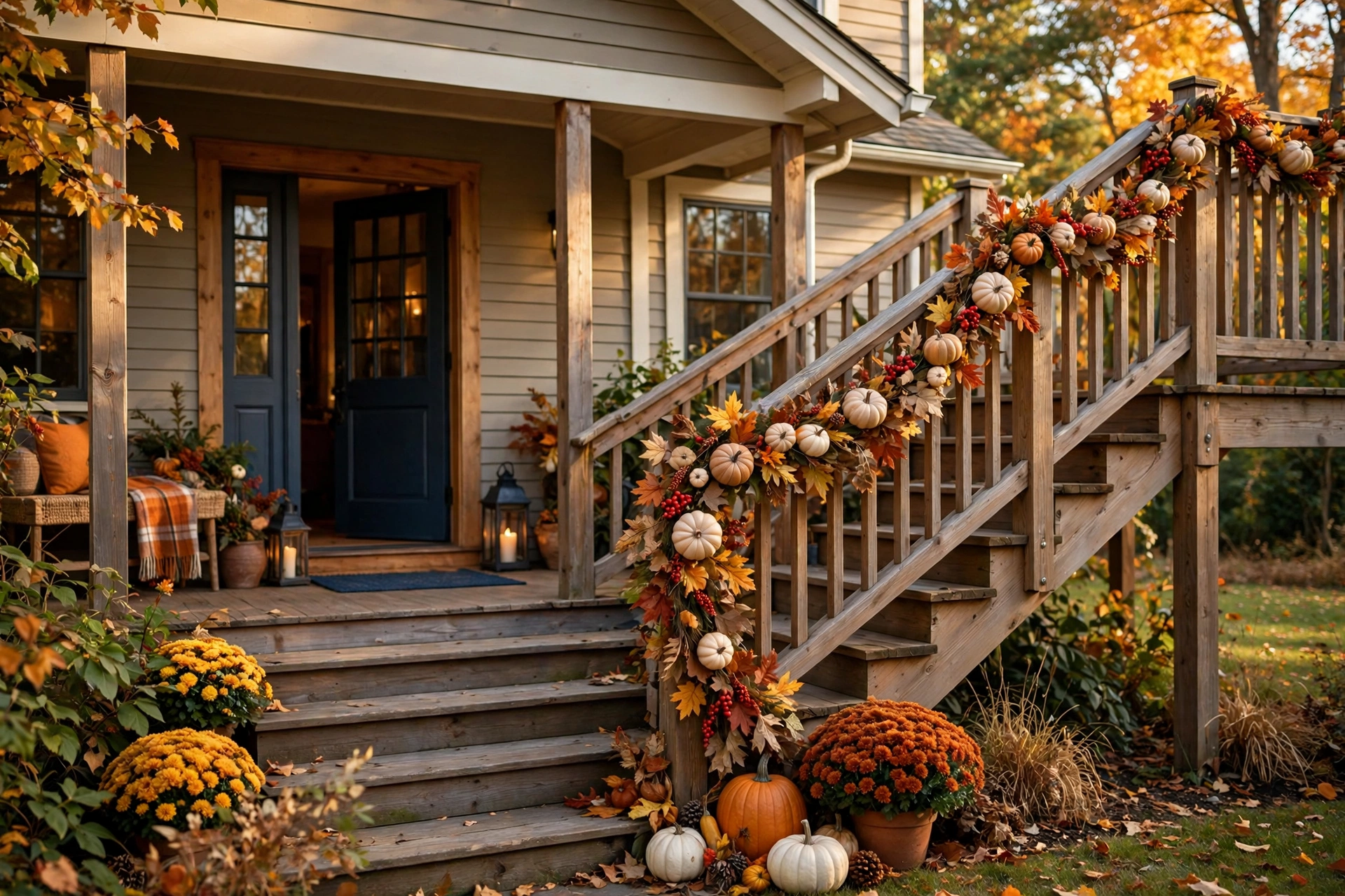 Pumpkin stair garland