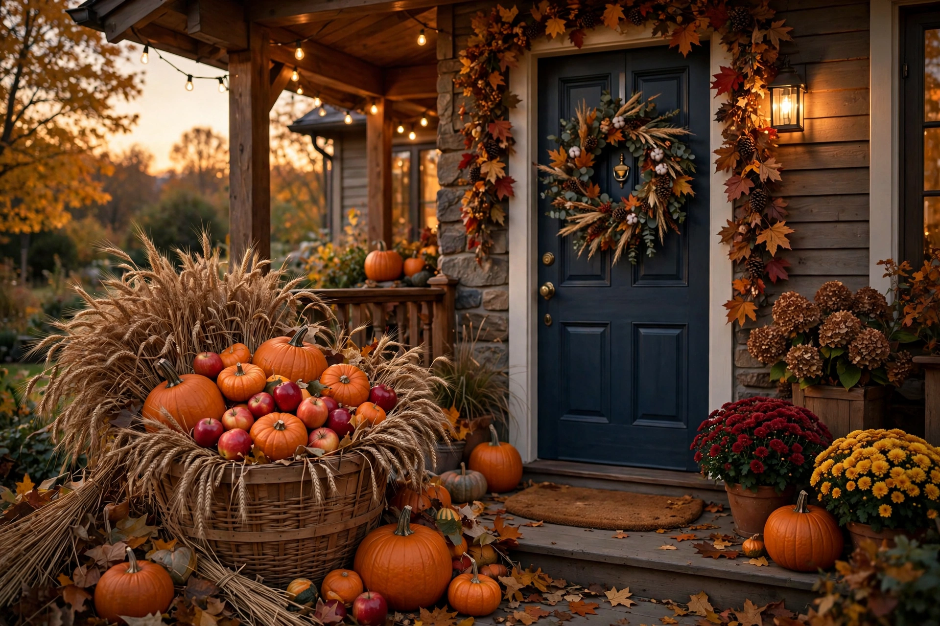 Apple and pumpkin harvest basket