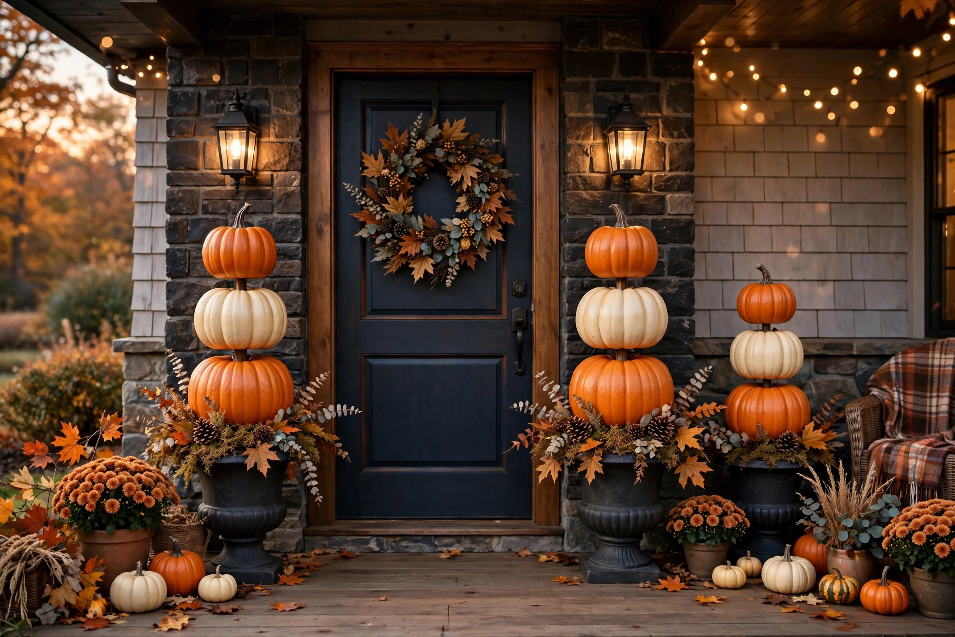 Pumpkin topiary by the door