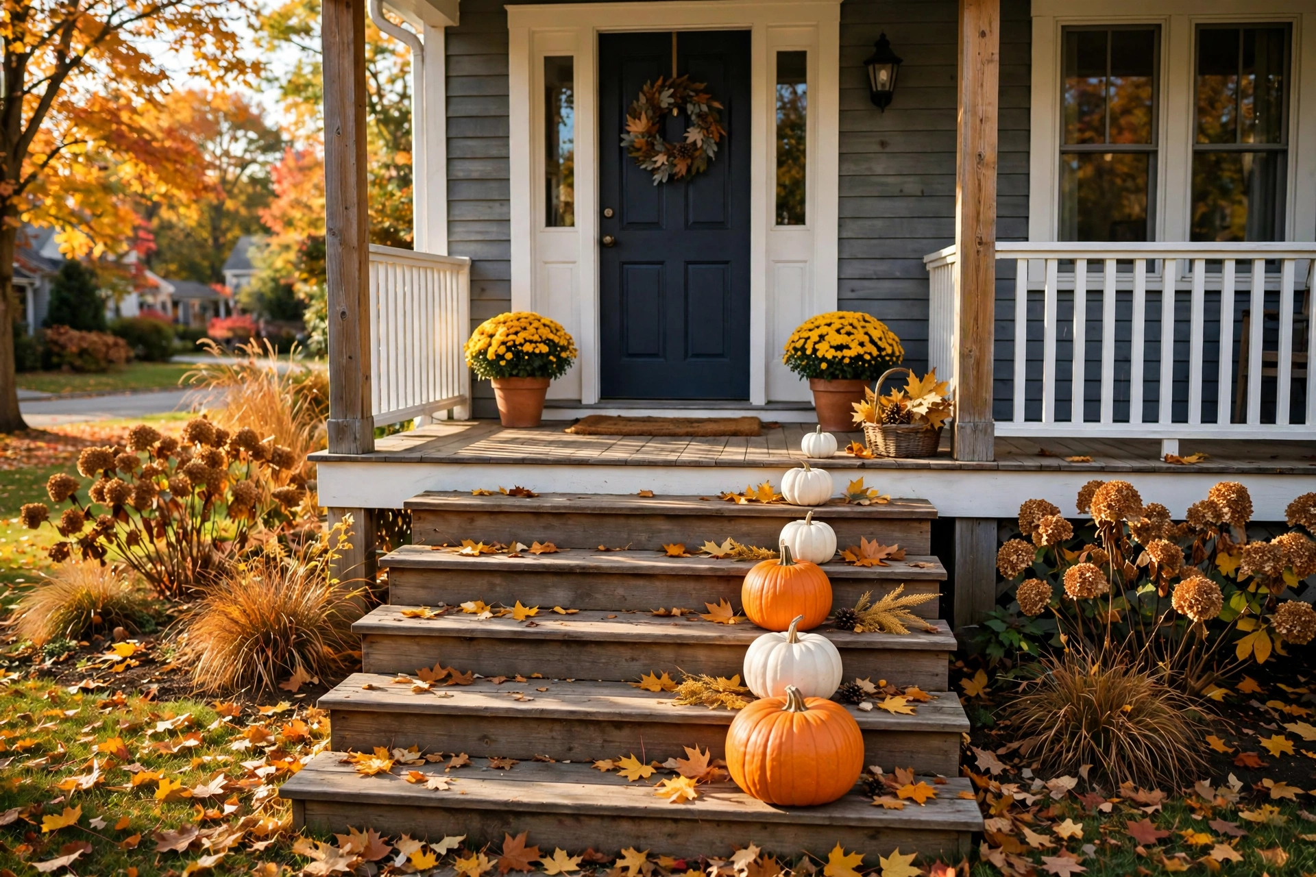 Layered pumpkin steps display