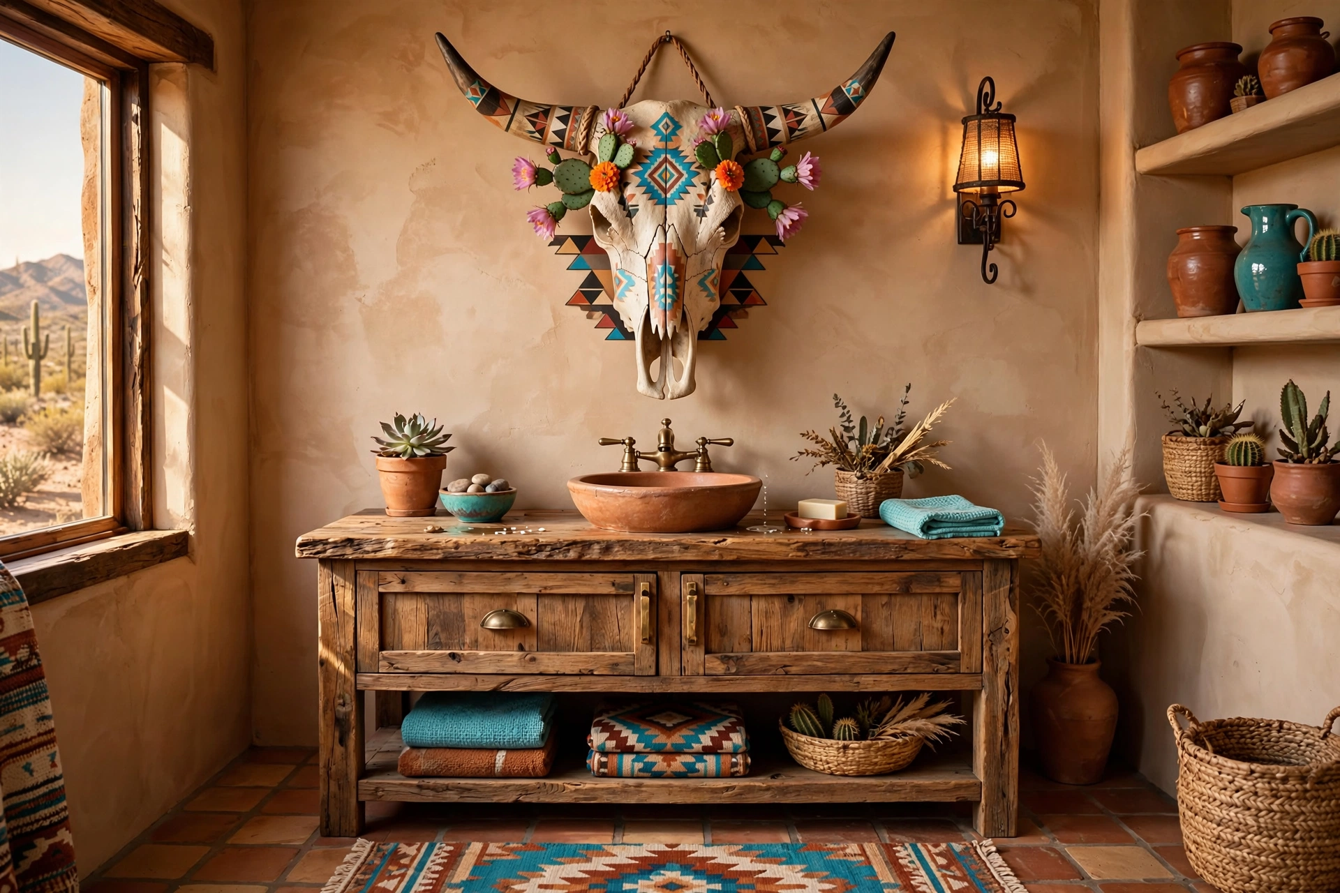 Display painted desert skull art