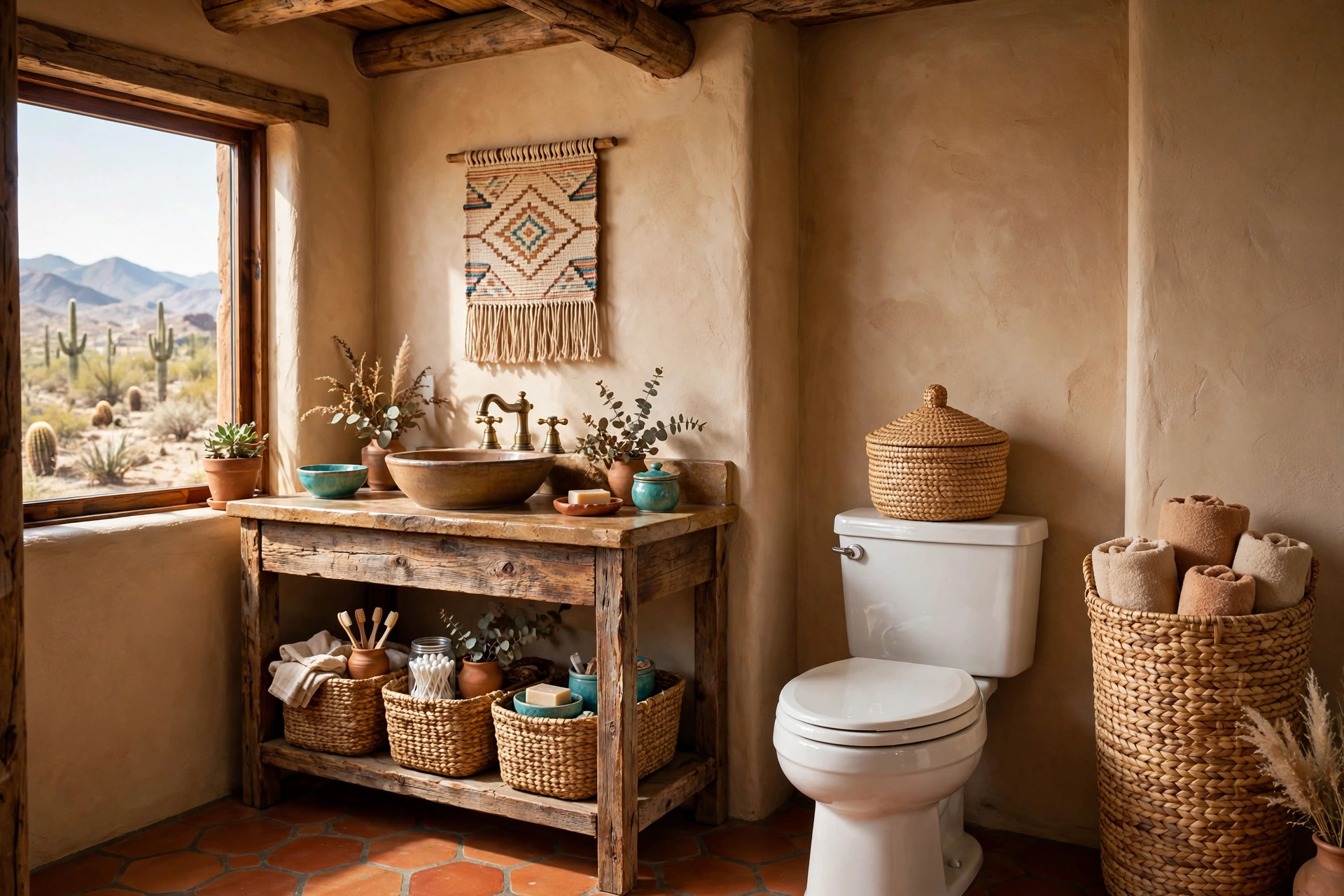 Corral clutter in woven baskets