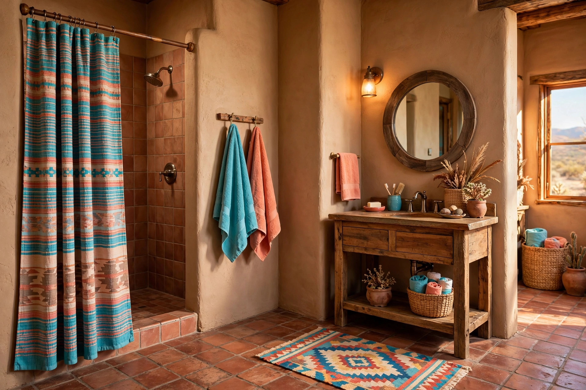 Commit to a turquoise and coral palette