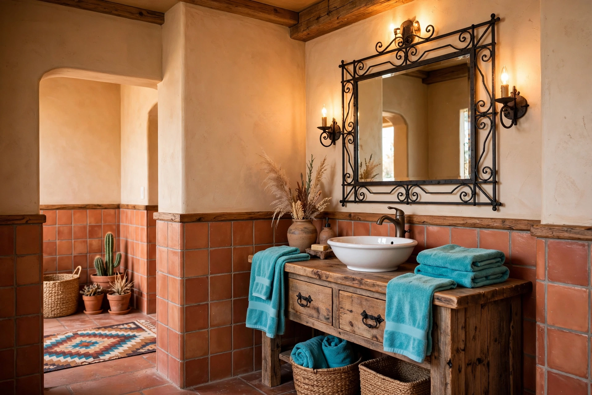 Wainscot with terracotta tile