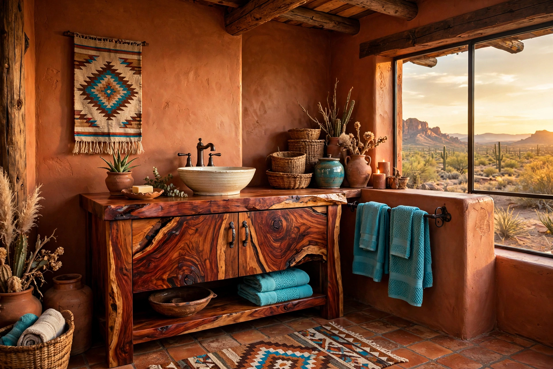 Choose a mesquite wood vanity