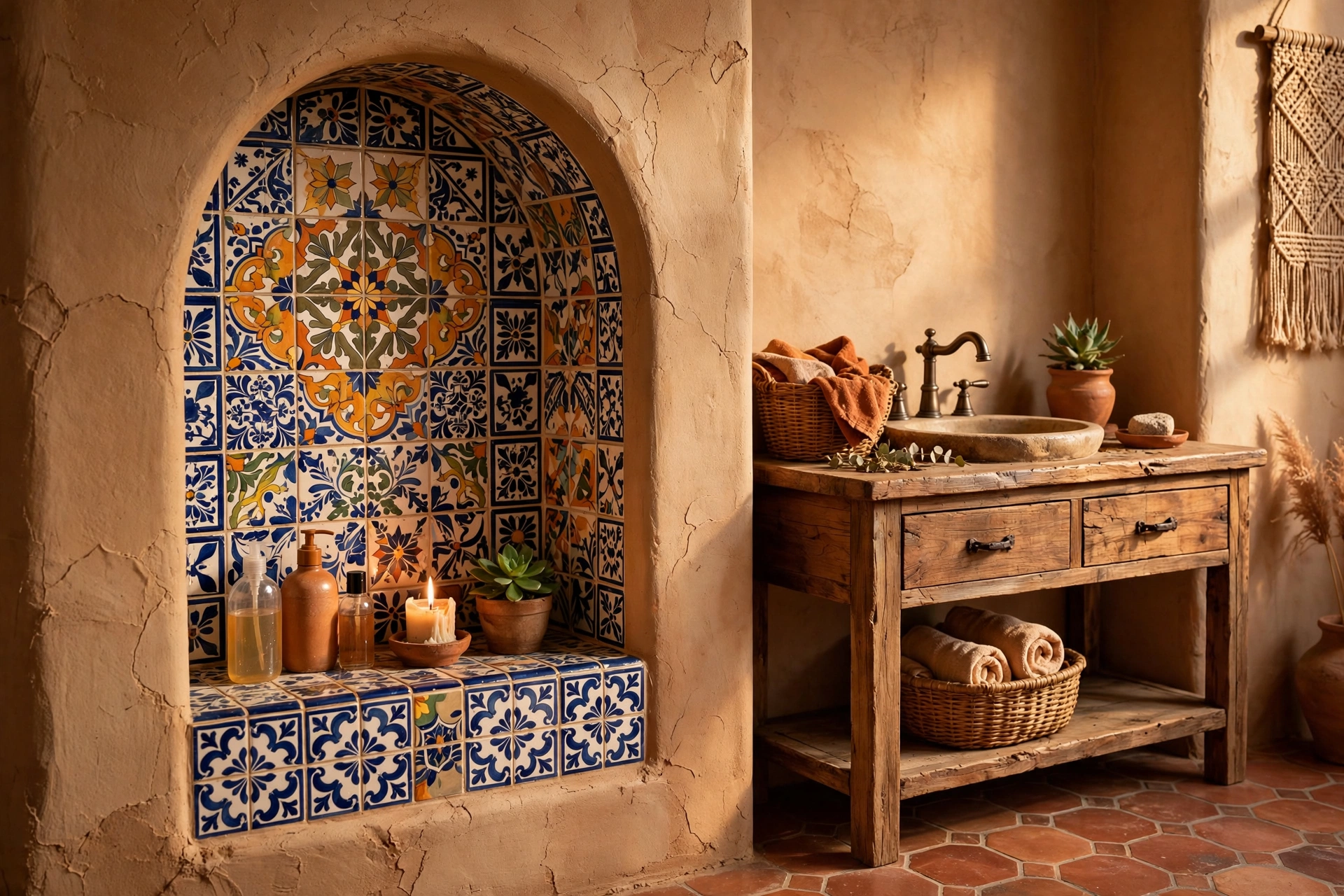Carve out adobe niche shelving