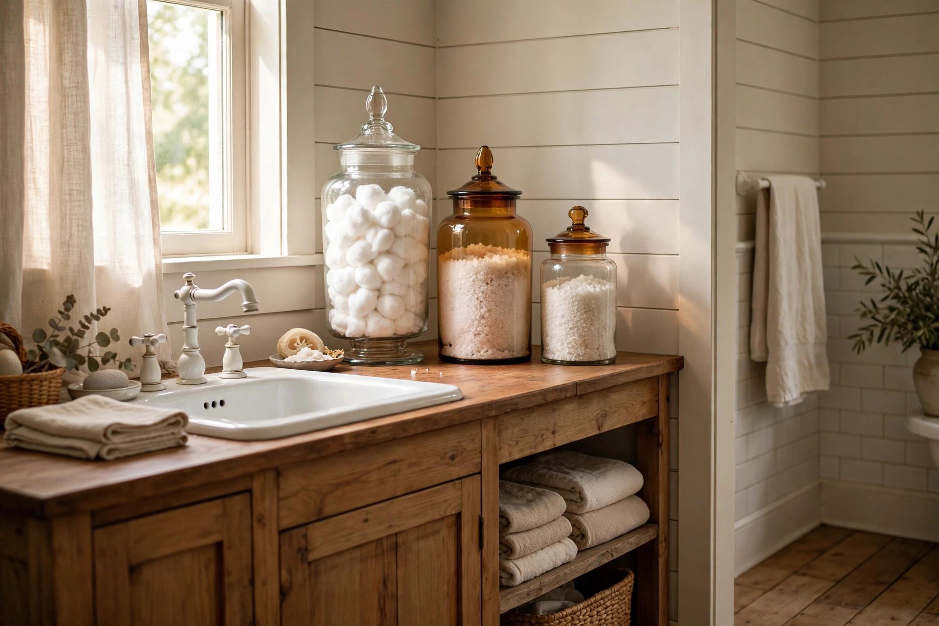 Display vintage apothecary jars