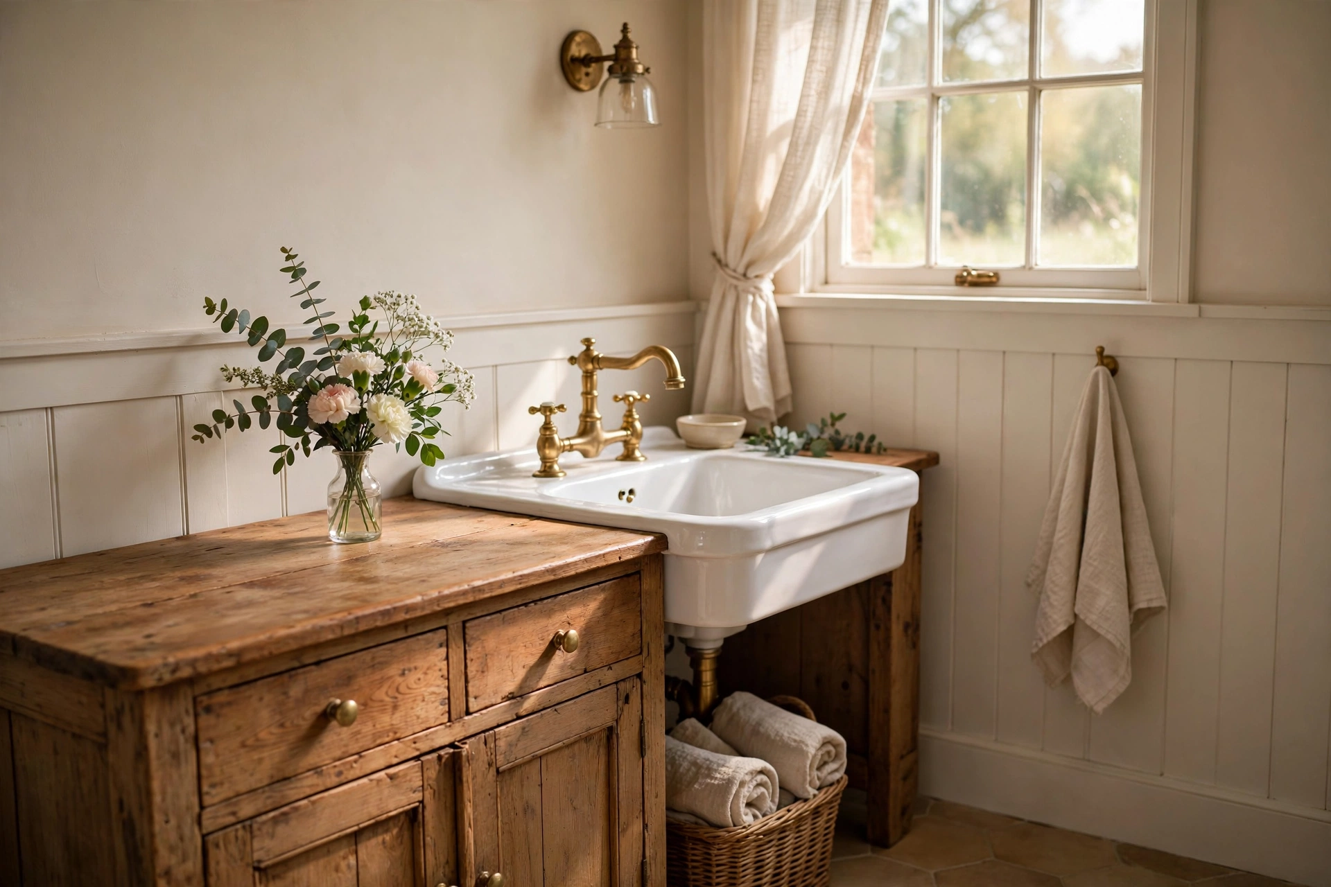 Keep fresh flowers on the vanity