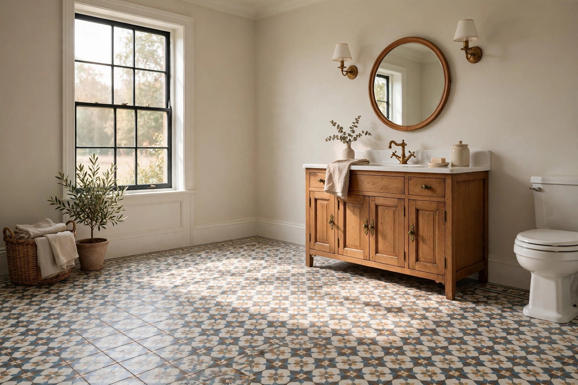 Try patterned cement-look tile