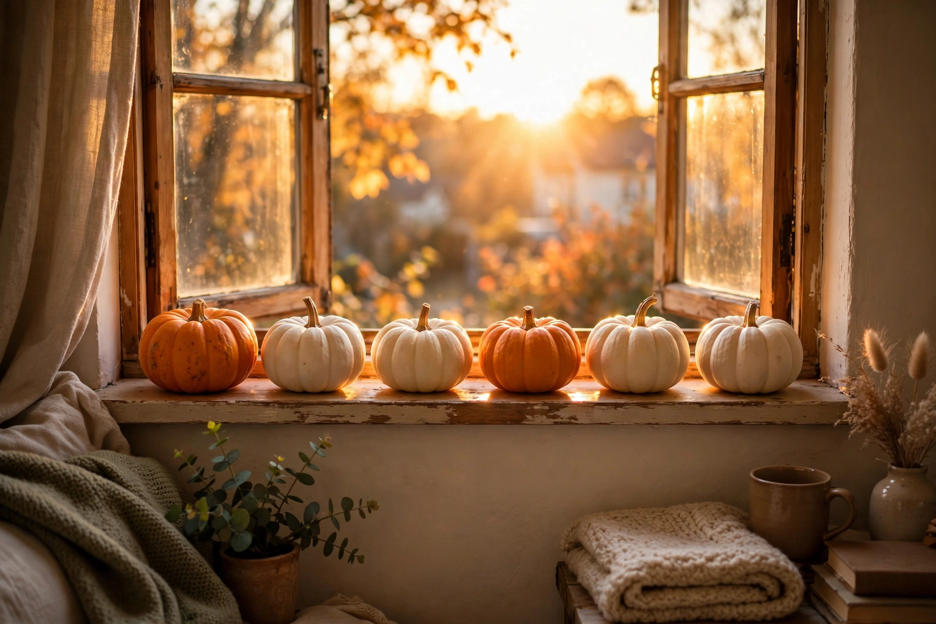 Windowsill Mini Pumpkin Row