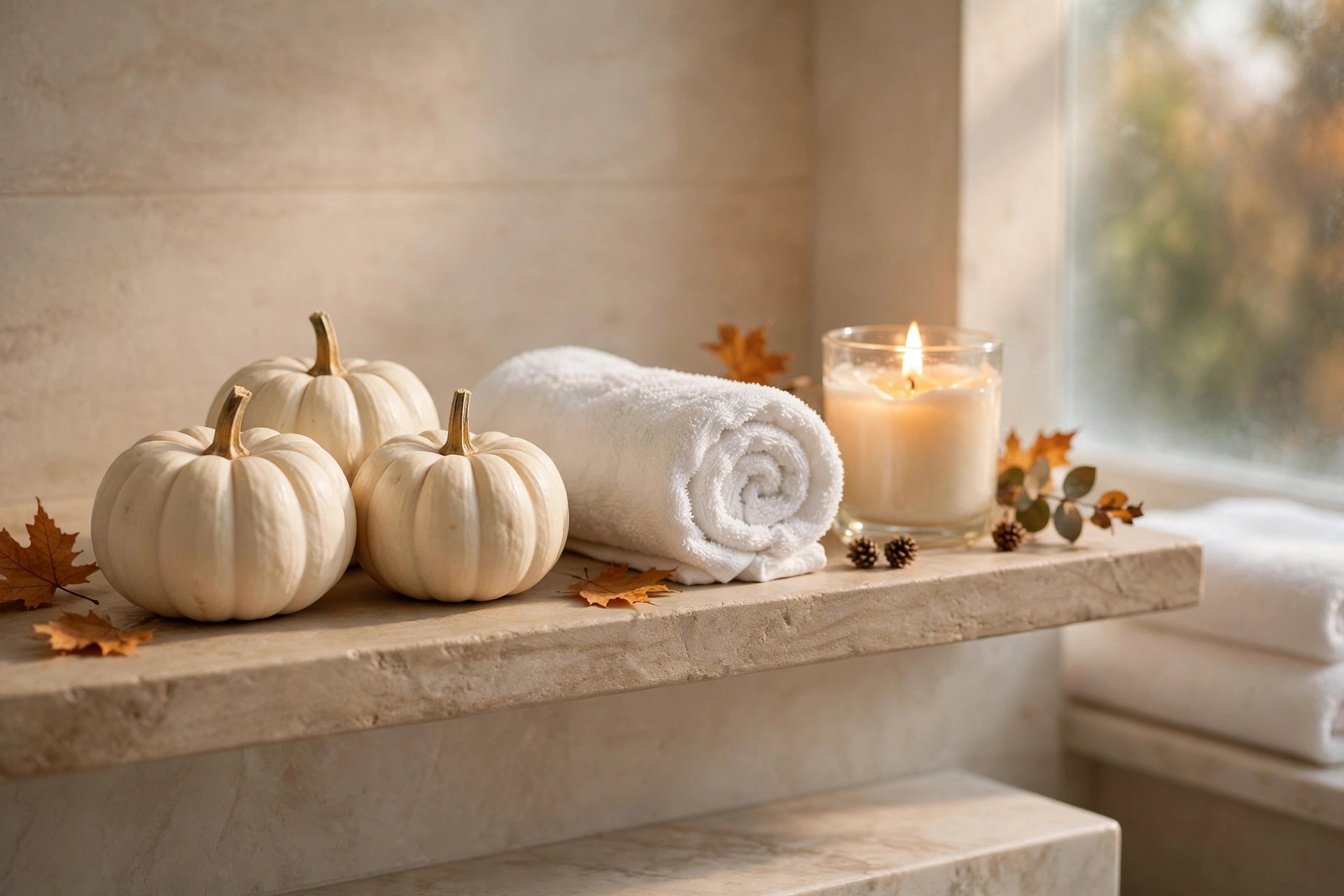 Bathroom Shelf Pumpkin Trio