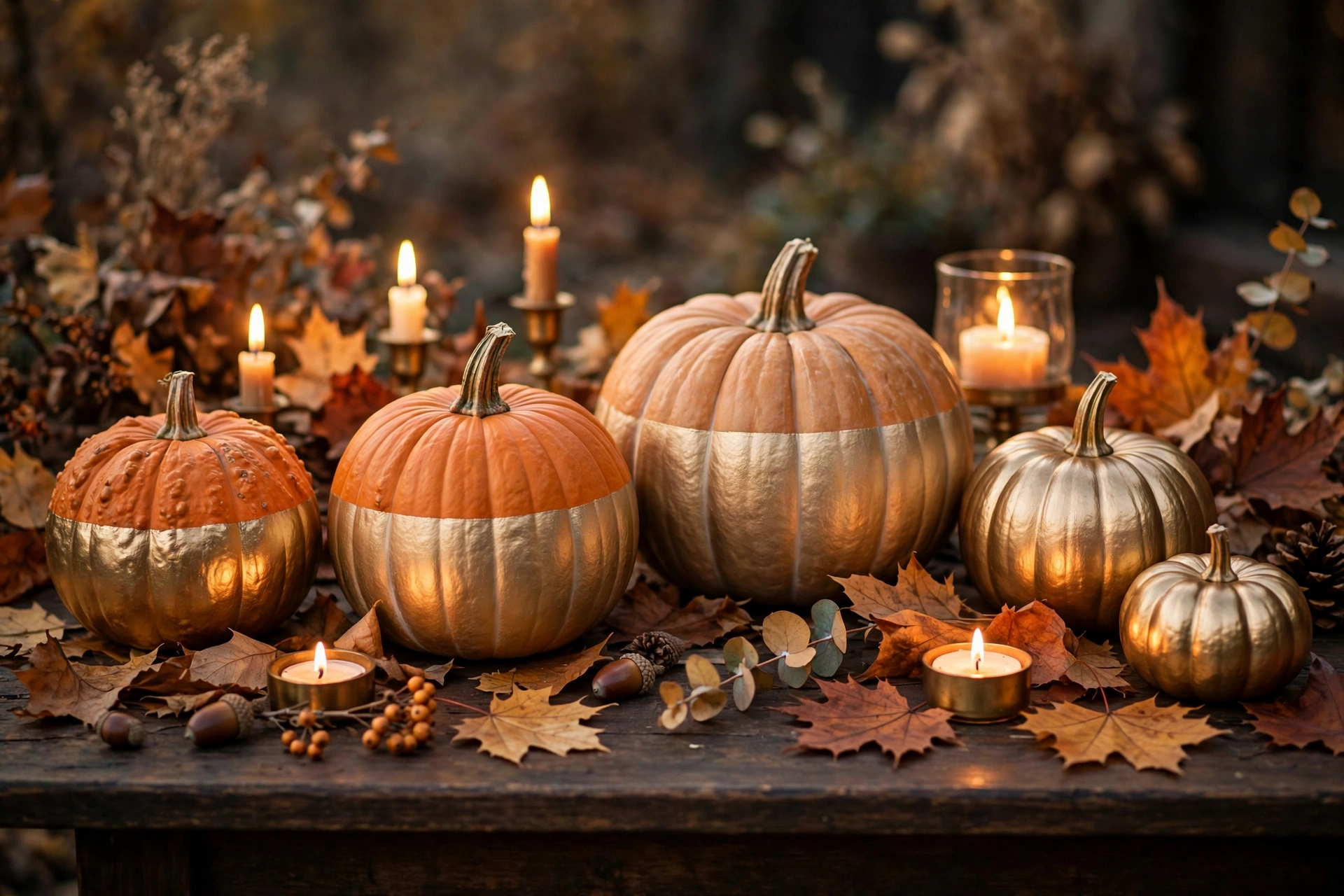 Metallic gold-dipped pumpkin