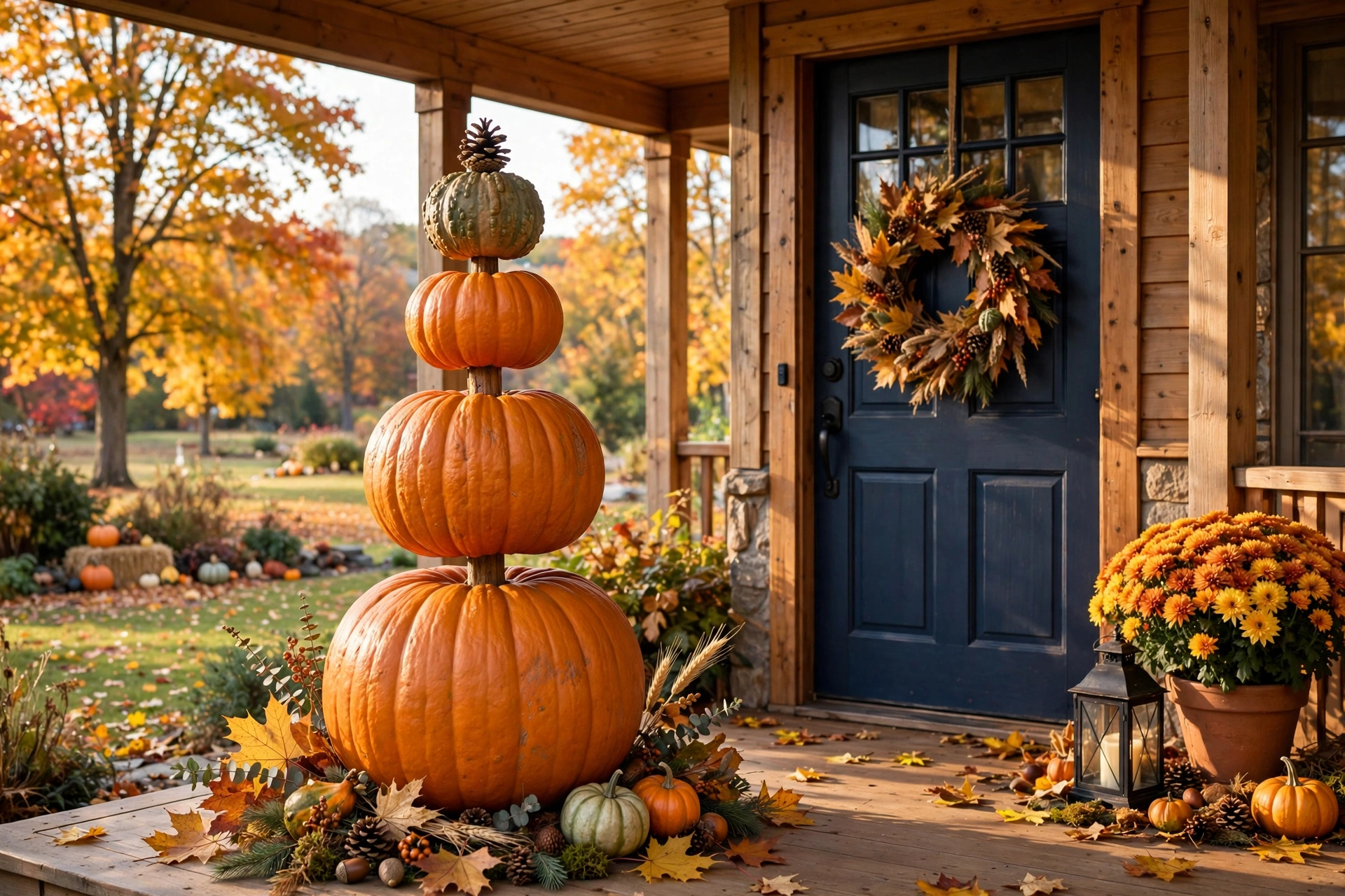 Stacked pumpkin topiary