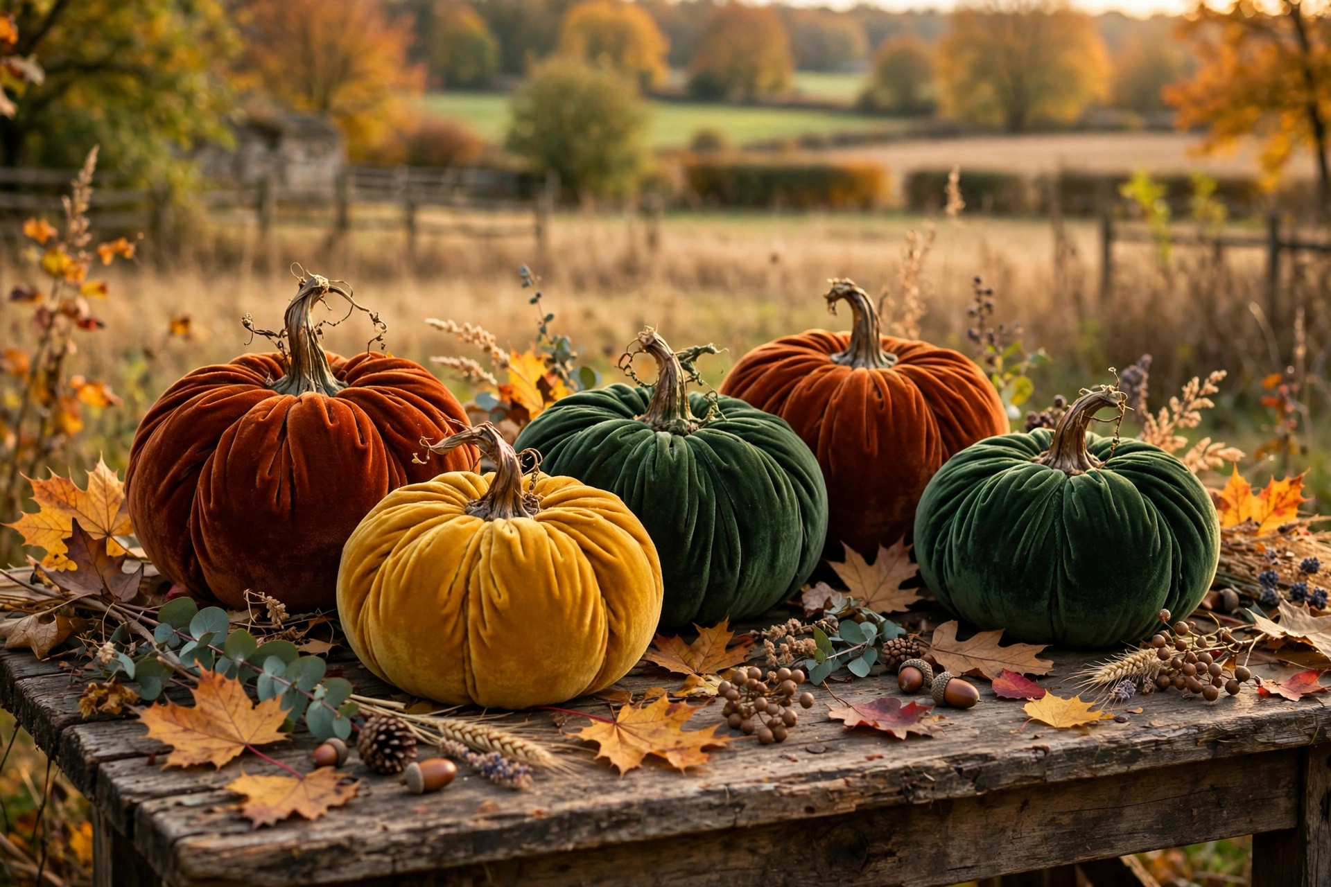 Velvet pumpkins (DIY from fabric)