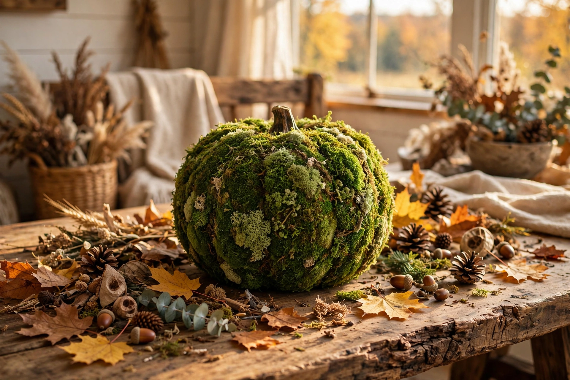 Moss-covered pumpkin
