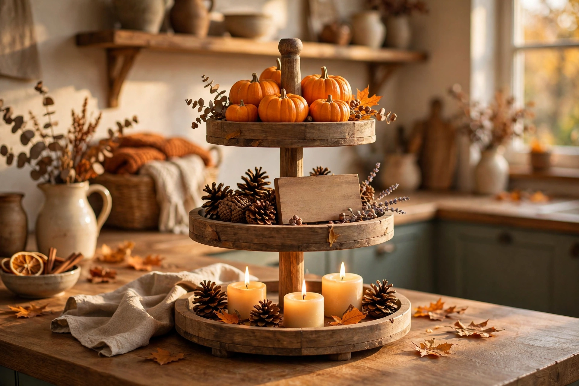 Pumpkin tiered tray vignette