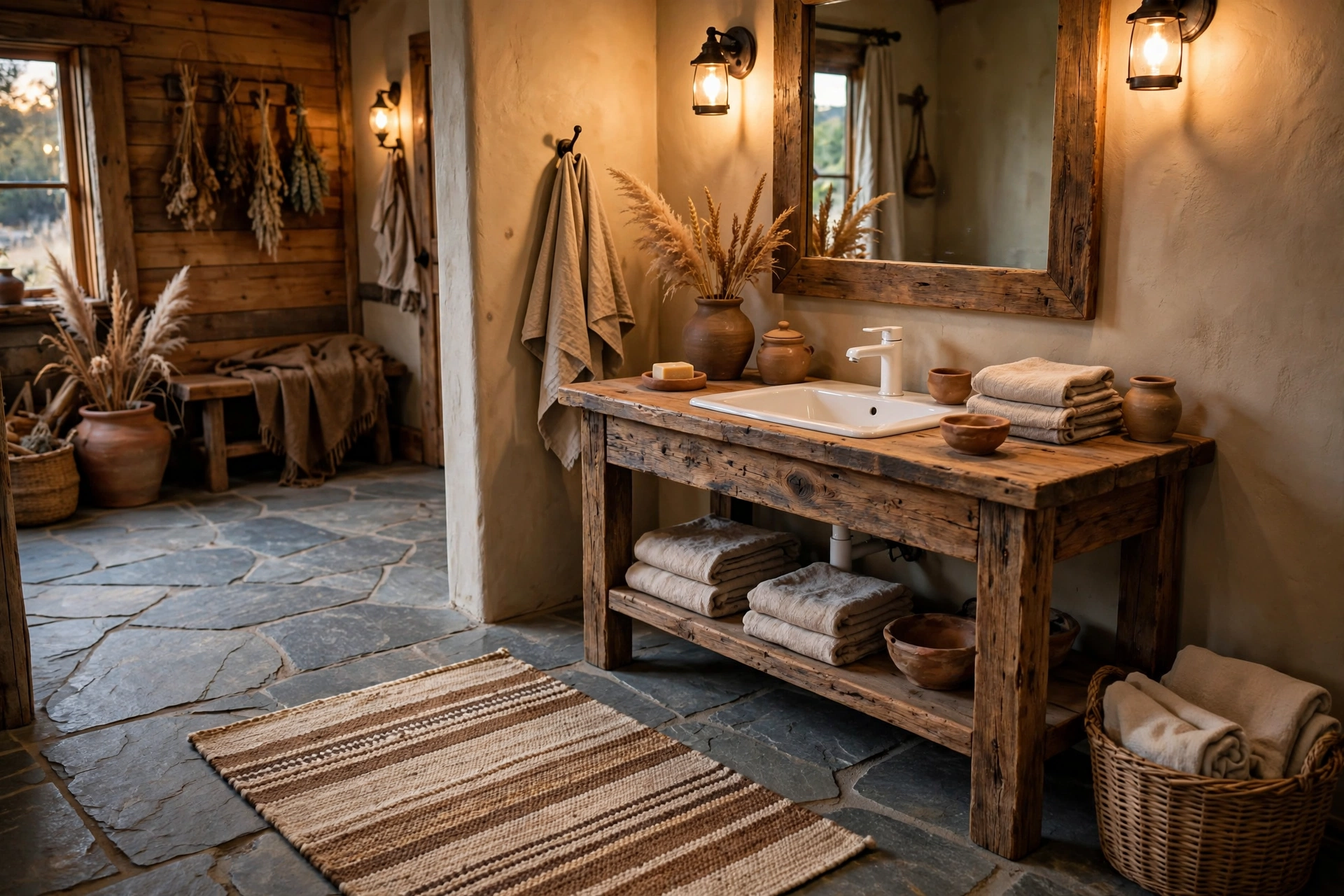 Add a wool or hide rug