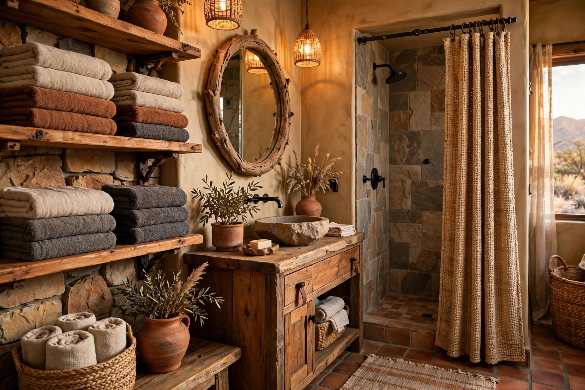 Weave in wool textiles: towels and curtains