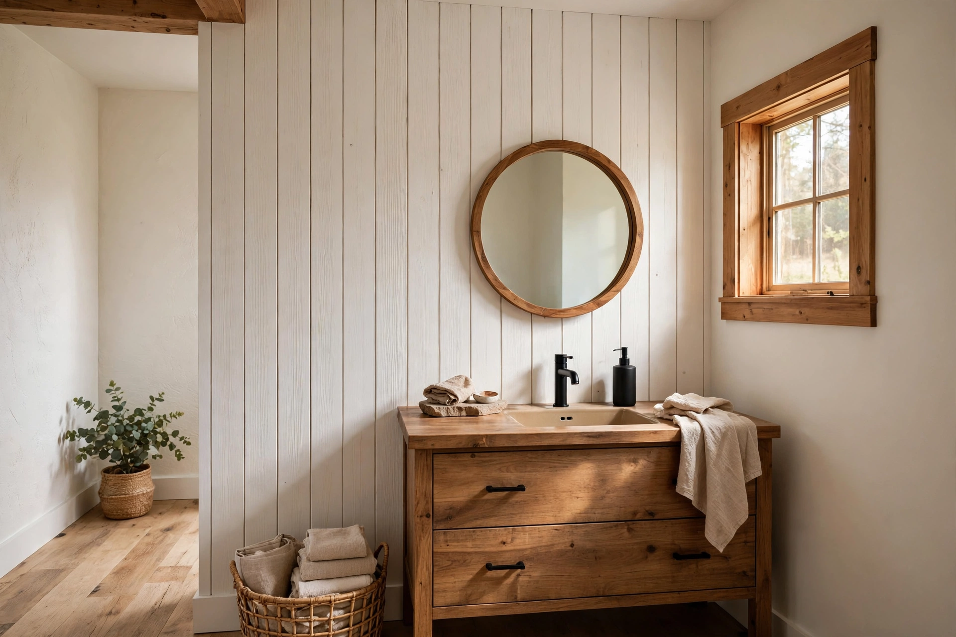 Install shiplap on one accent wall
