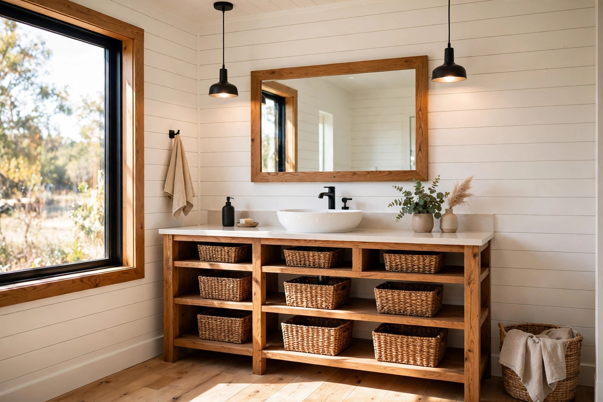 Warm it up with a wood vanity