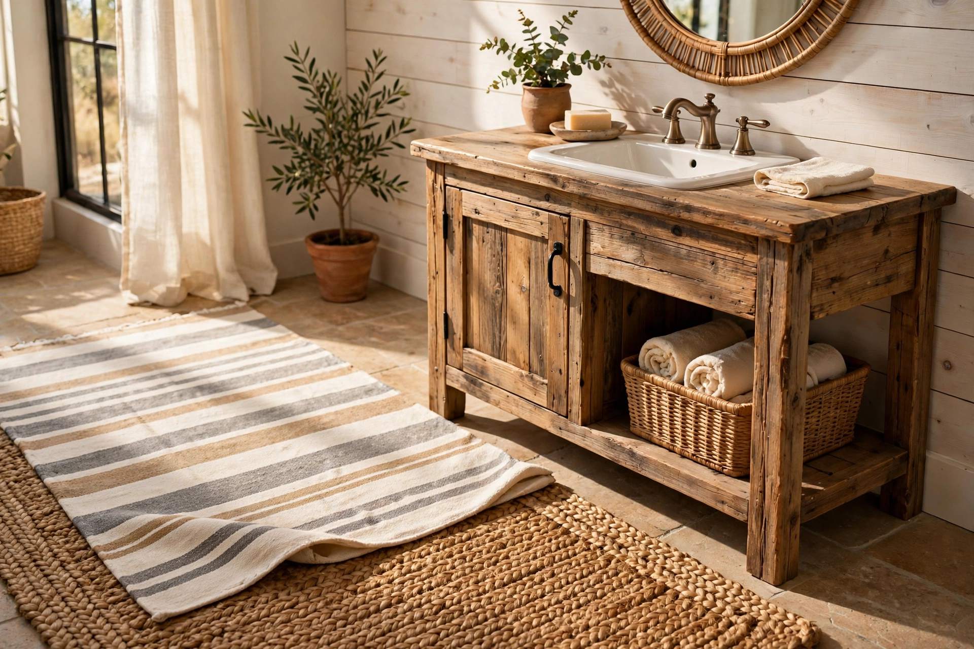 Add a cozy layered rug