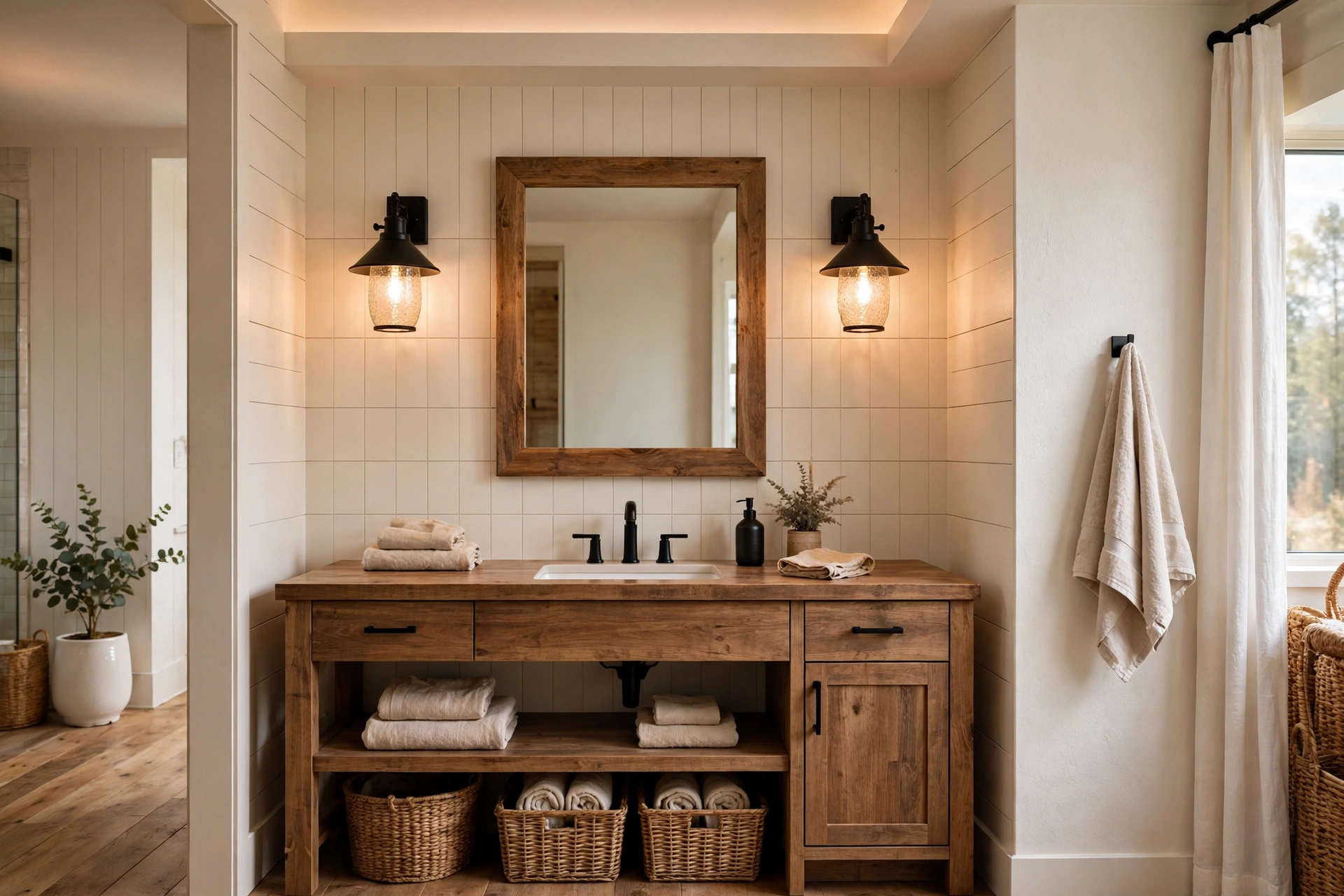Add a farmhouse-style light fixture