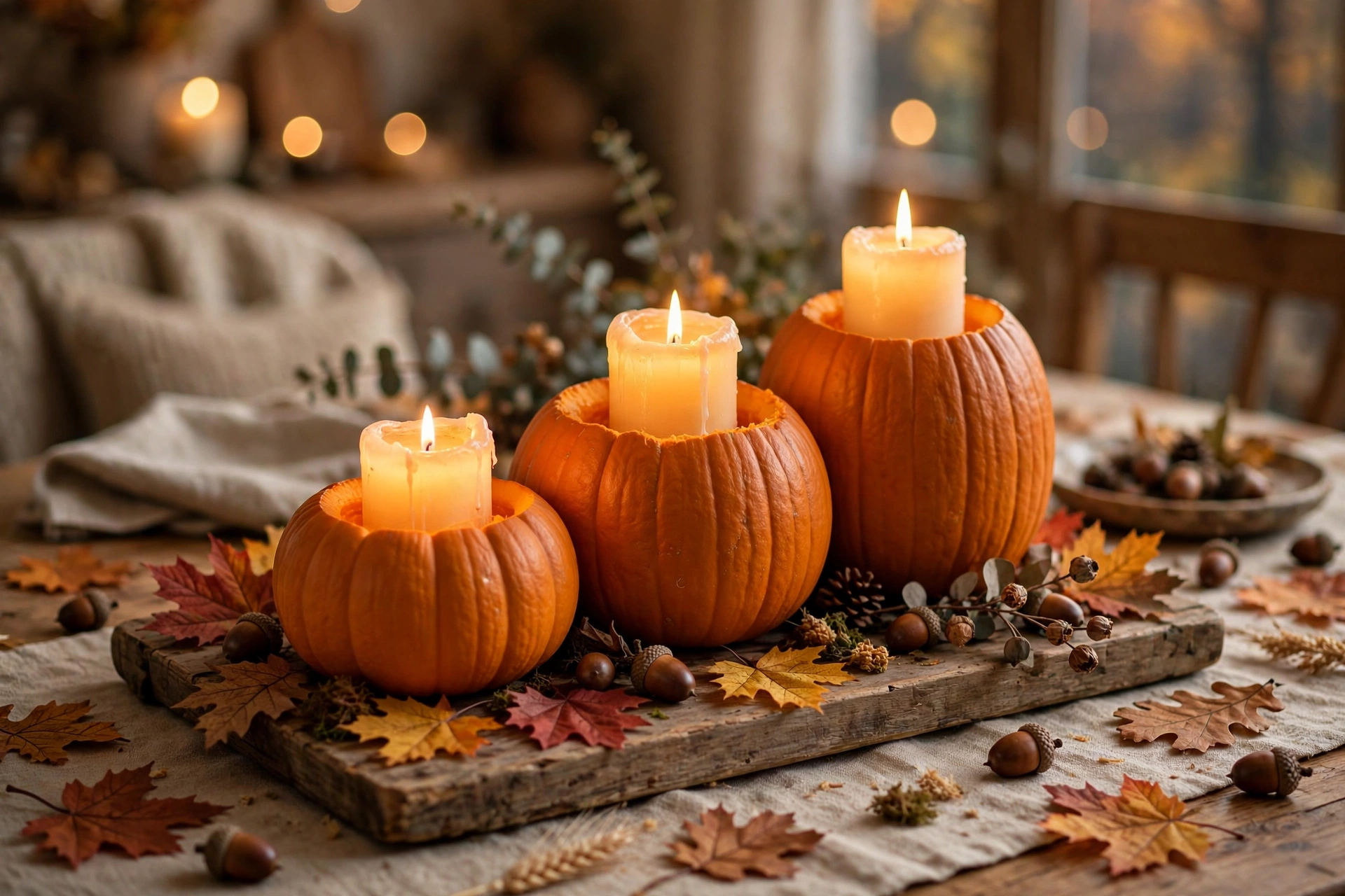 Pumpkin candle cluster