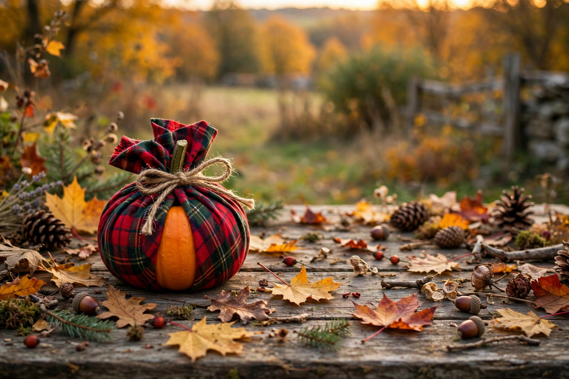 Plaid flannel wrap pumpkin