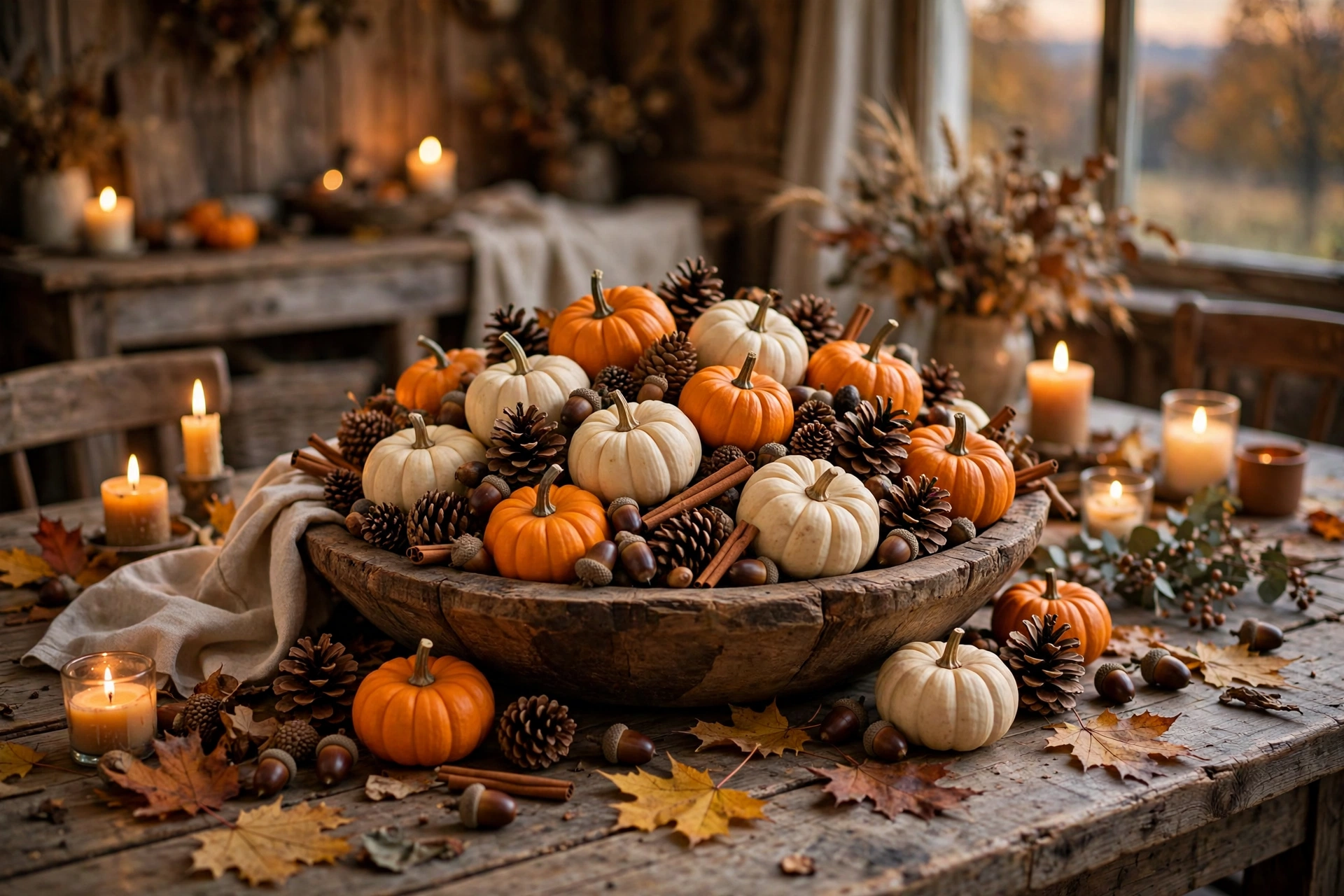 Pumpkin and pinecone bowl