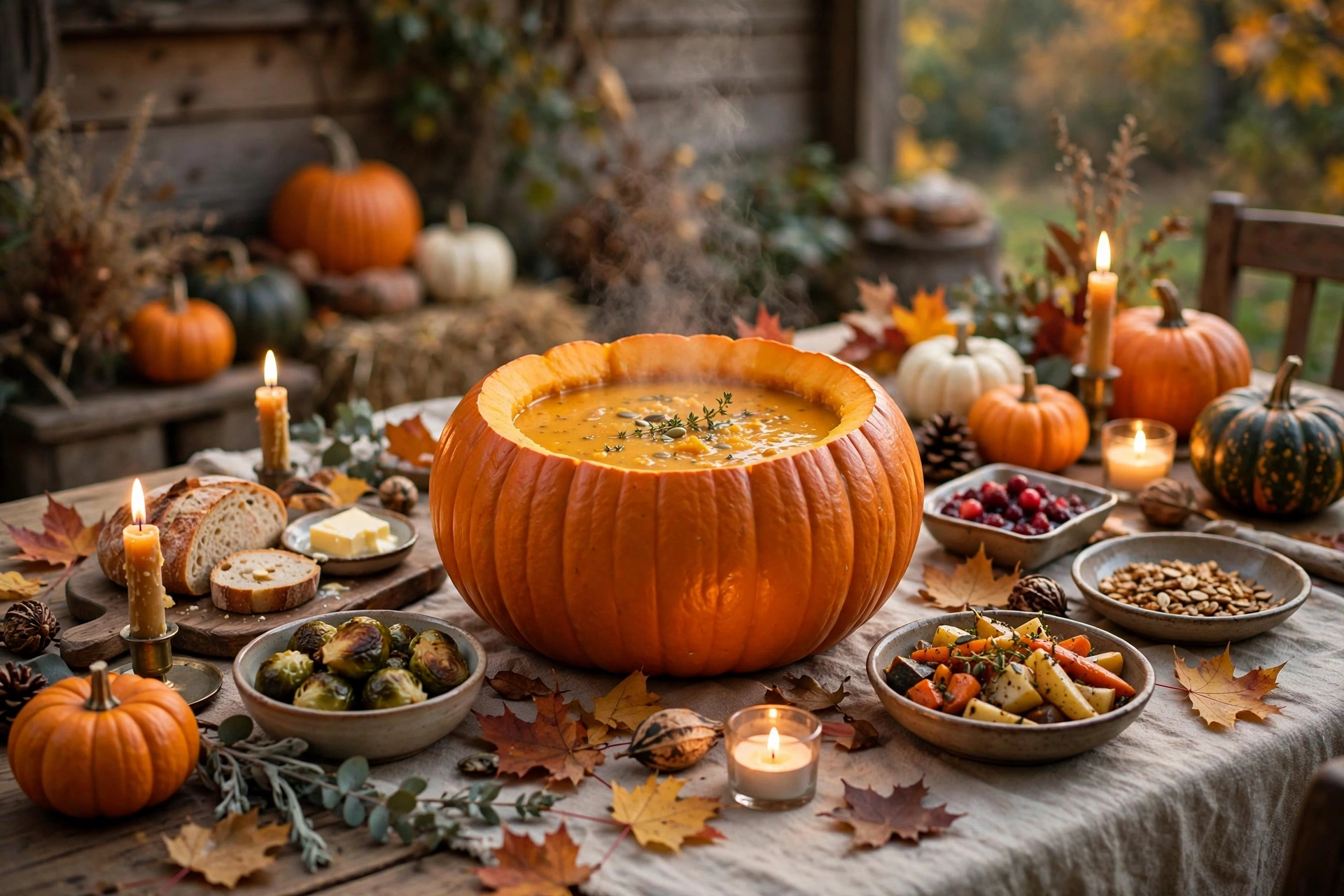 Pumpkin soup tureen (functional serving)
