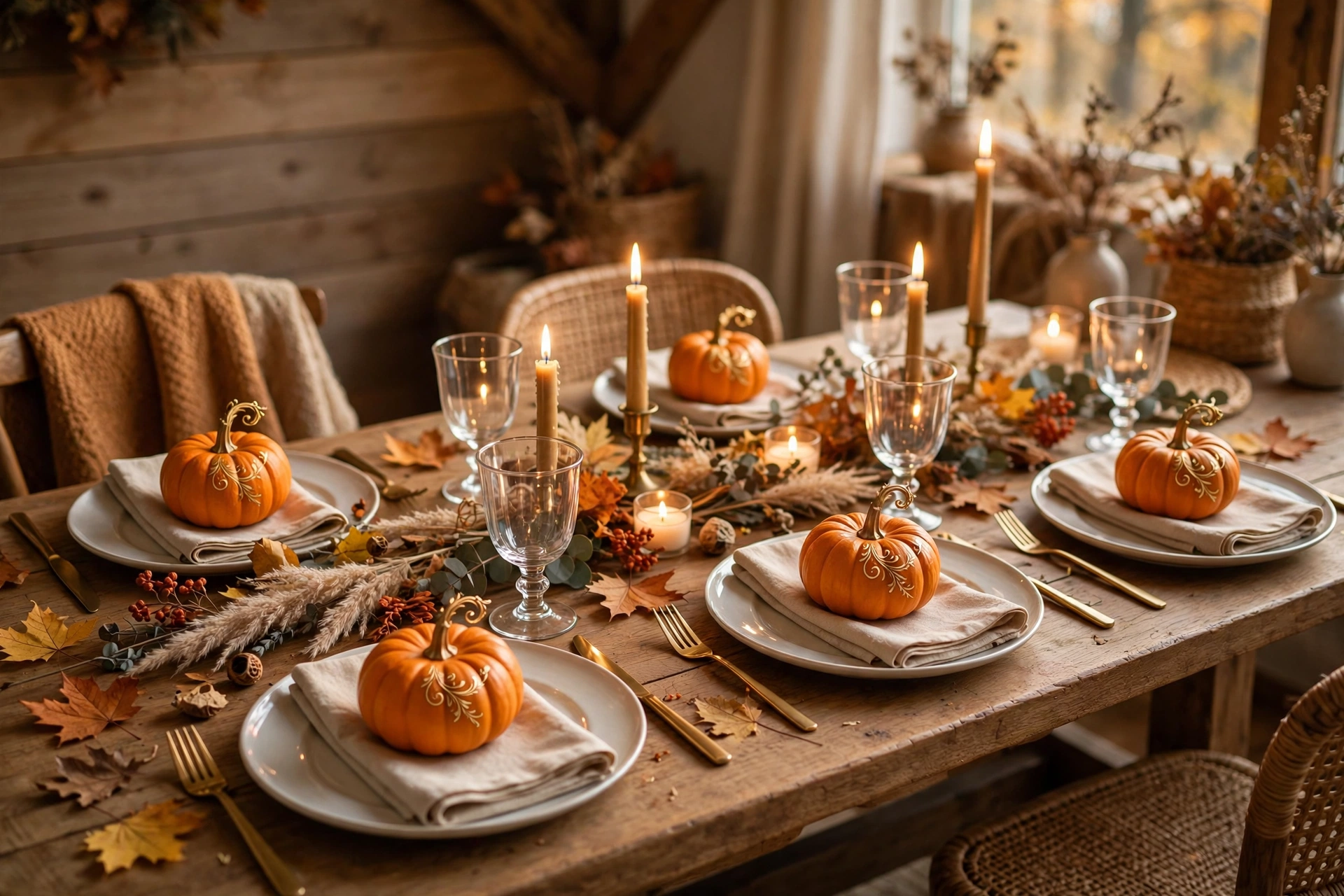 Mini pumpkin place cards