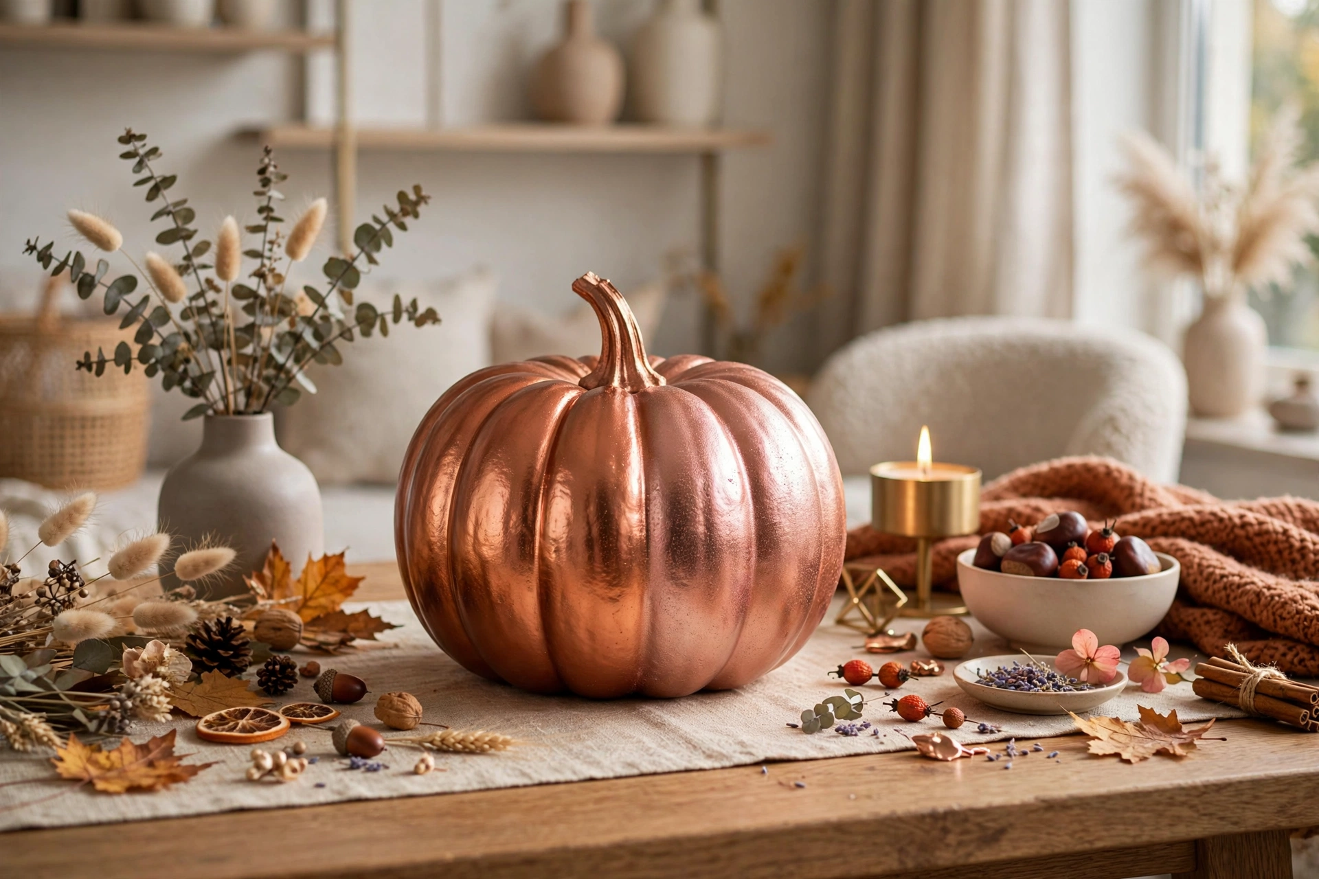 Copper and rose gold pumpkin