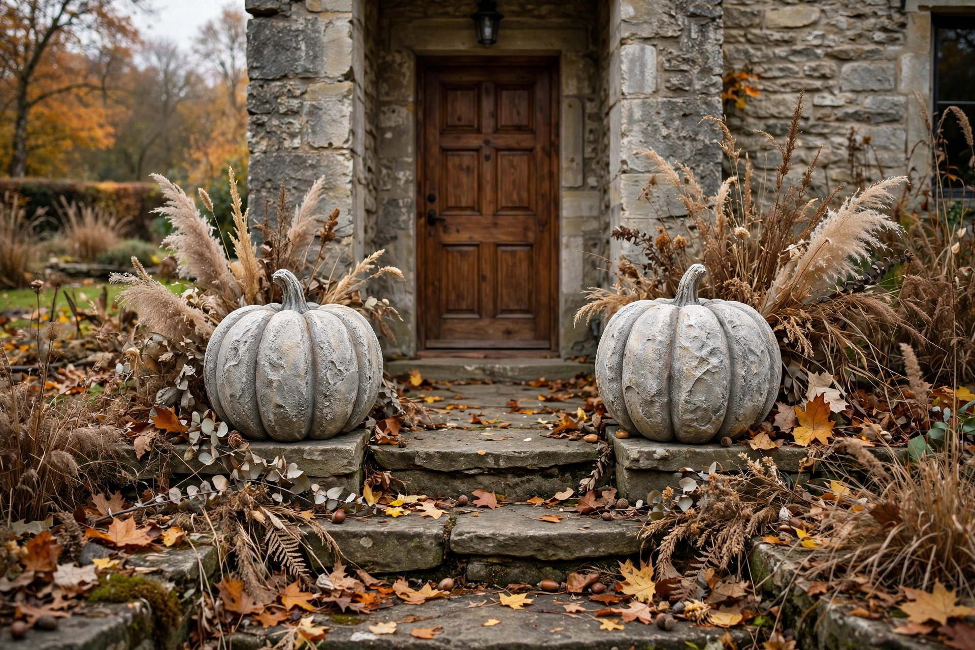 Faux stone pumpkins