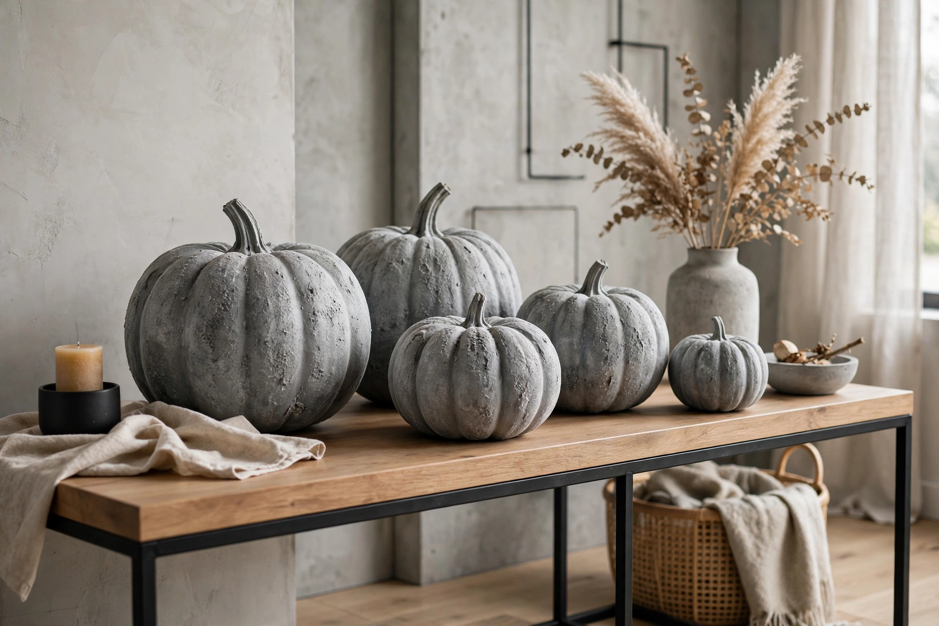 Concrete-look pumpkins