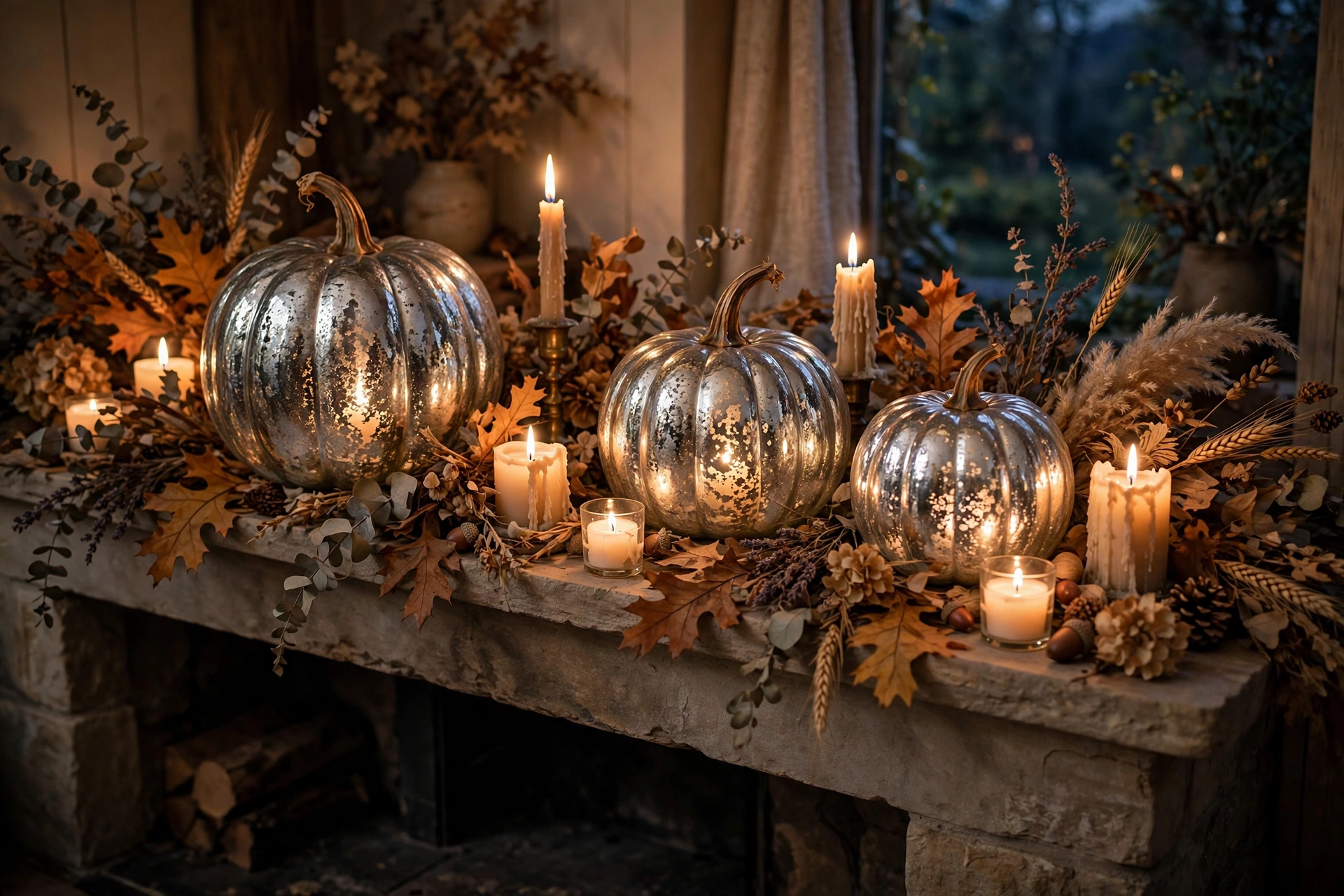 Mercury glass pumpkins