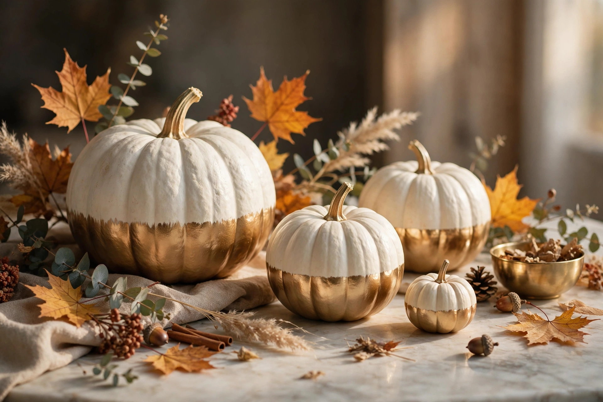 Brass-dipped pumpkins