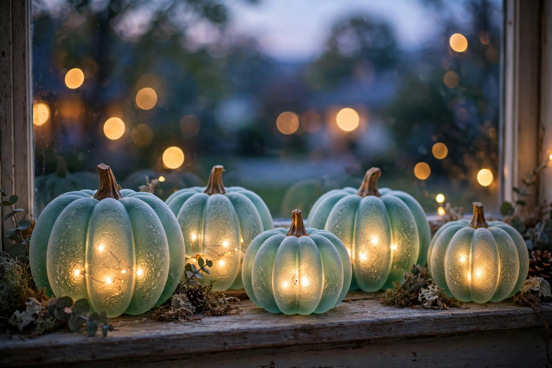 Frosted glass pumpkins