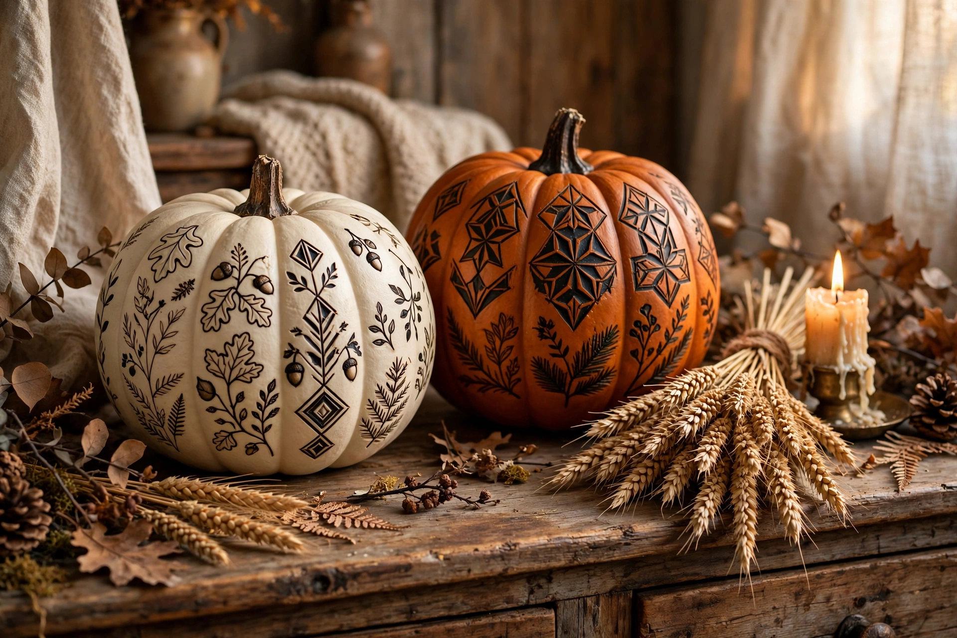 No-carve etched pumpkins
