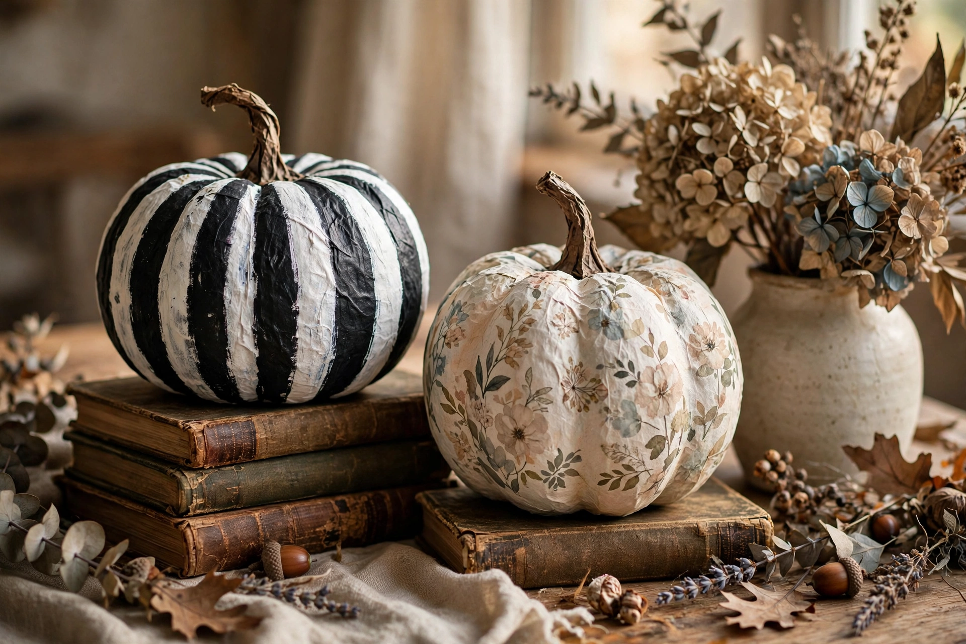 Papier-mâché designer pumpkins