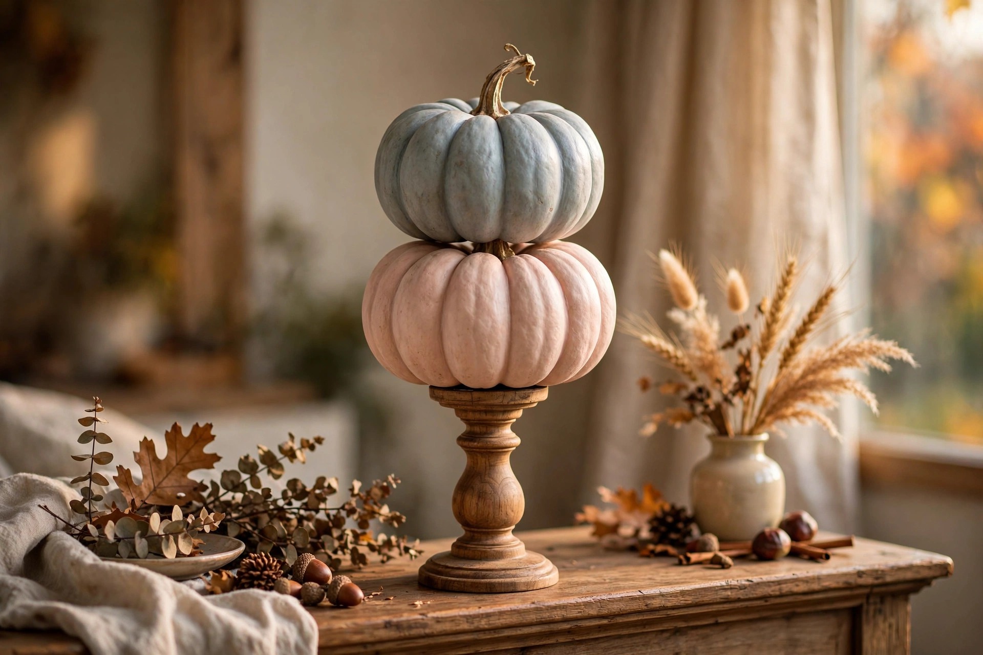 Heirloom-style stacked pumpkins