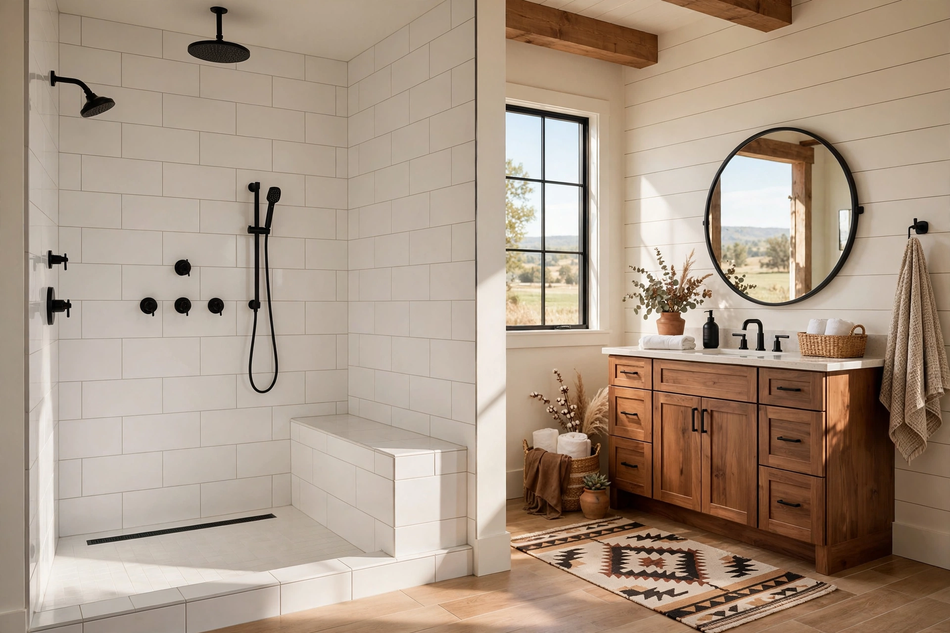 Build a walk-in shower with a bench