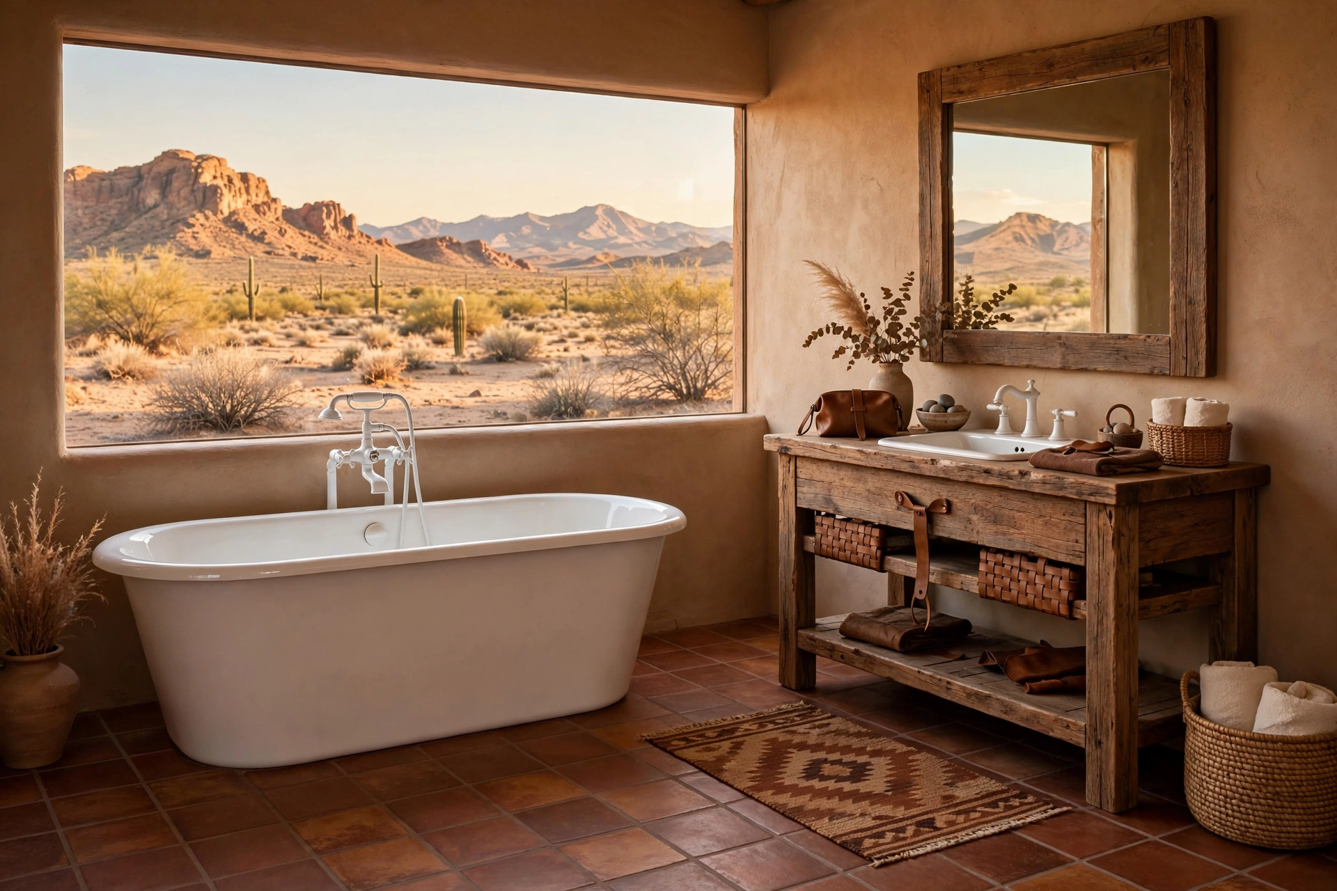 Lay terracotta floor tile