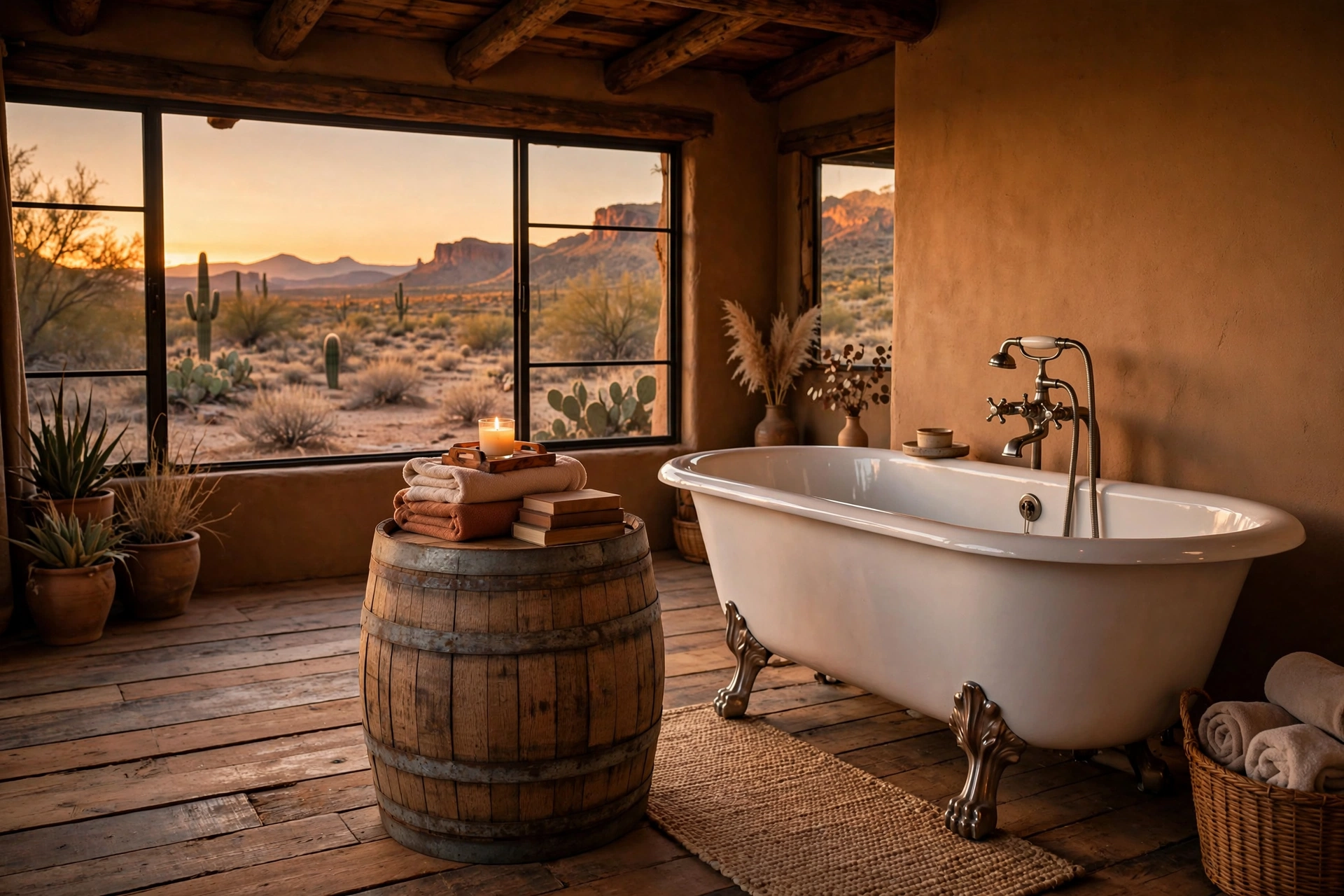 Repurpose a whiskey barrel as a side table