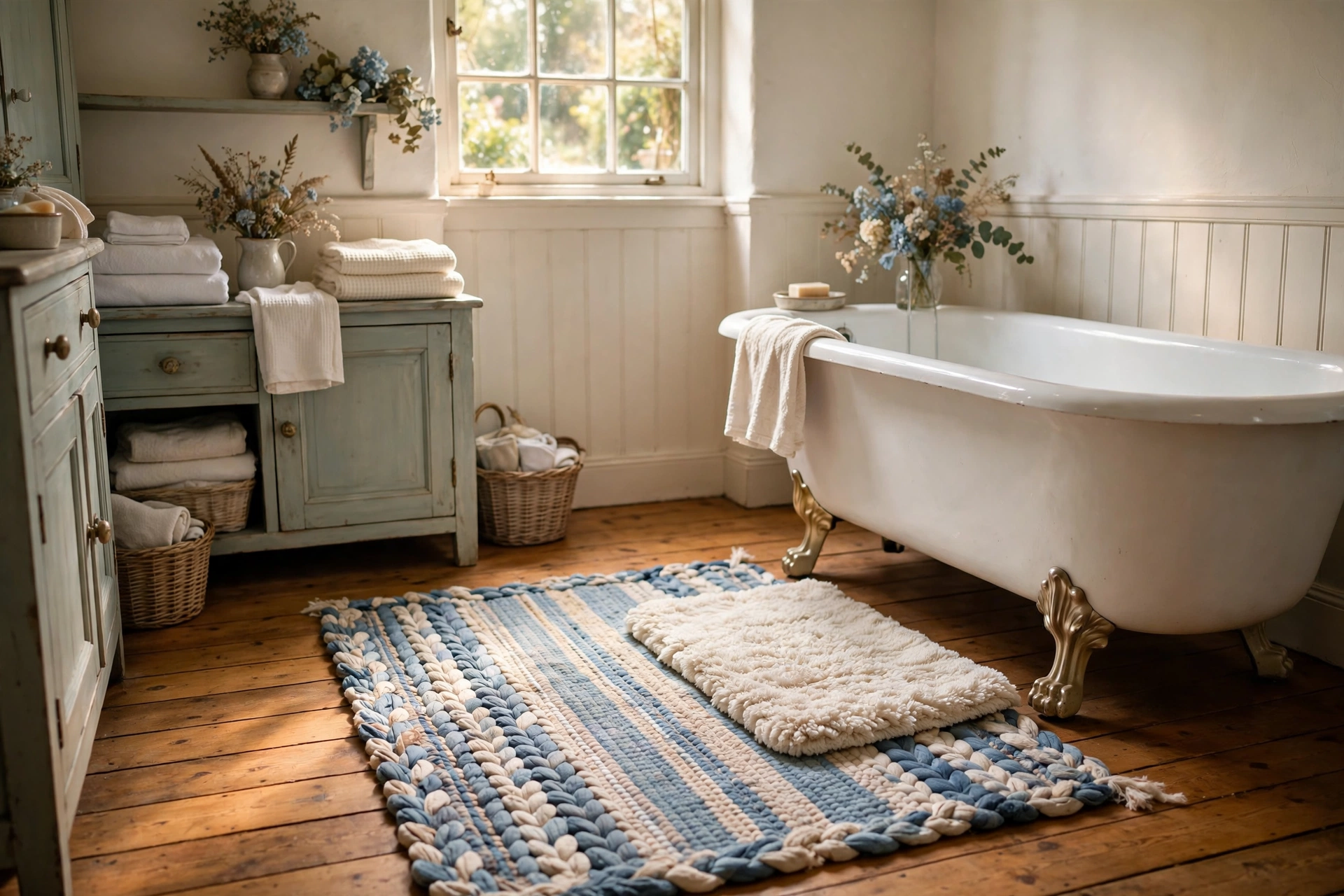 Lay a braided or rag rug